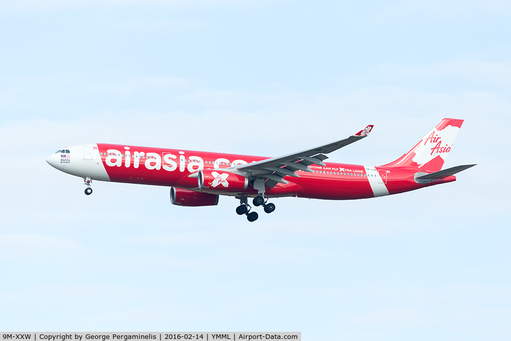 9M-XXW, 2015 Airbus A330-343 C/N 1596, On final for runway 16.