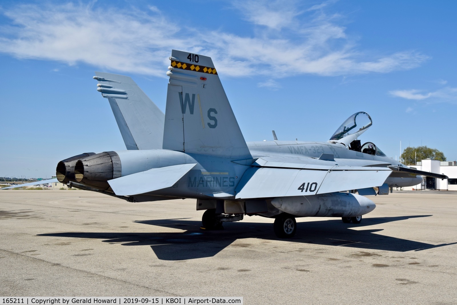 165211, McDonnell Douglas F/A-18C Hornet C/N 1384/C436, Parked on north GA ramp. VMFA-323, WS-410