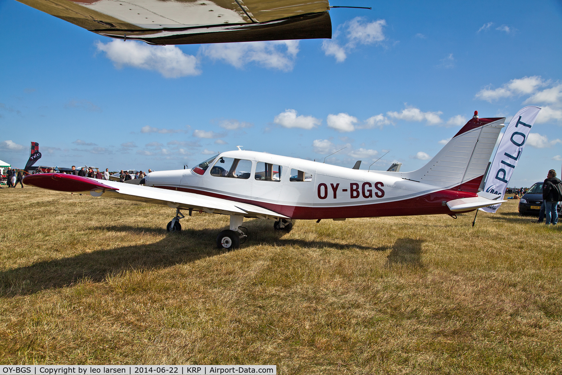 OY-BGS, 1974 Piper PA-28-151 Cherokee Warrior C/N 28-7415258, Karup Air Show 22.6.2014