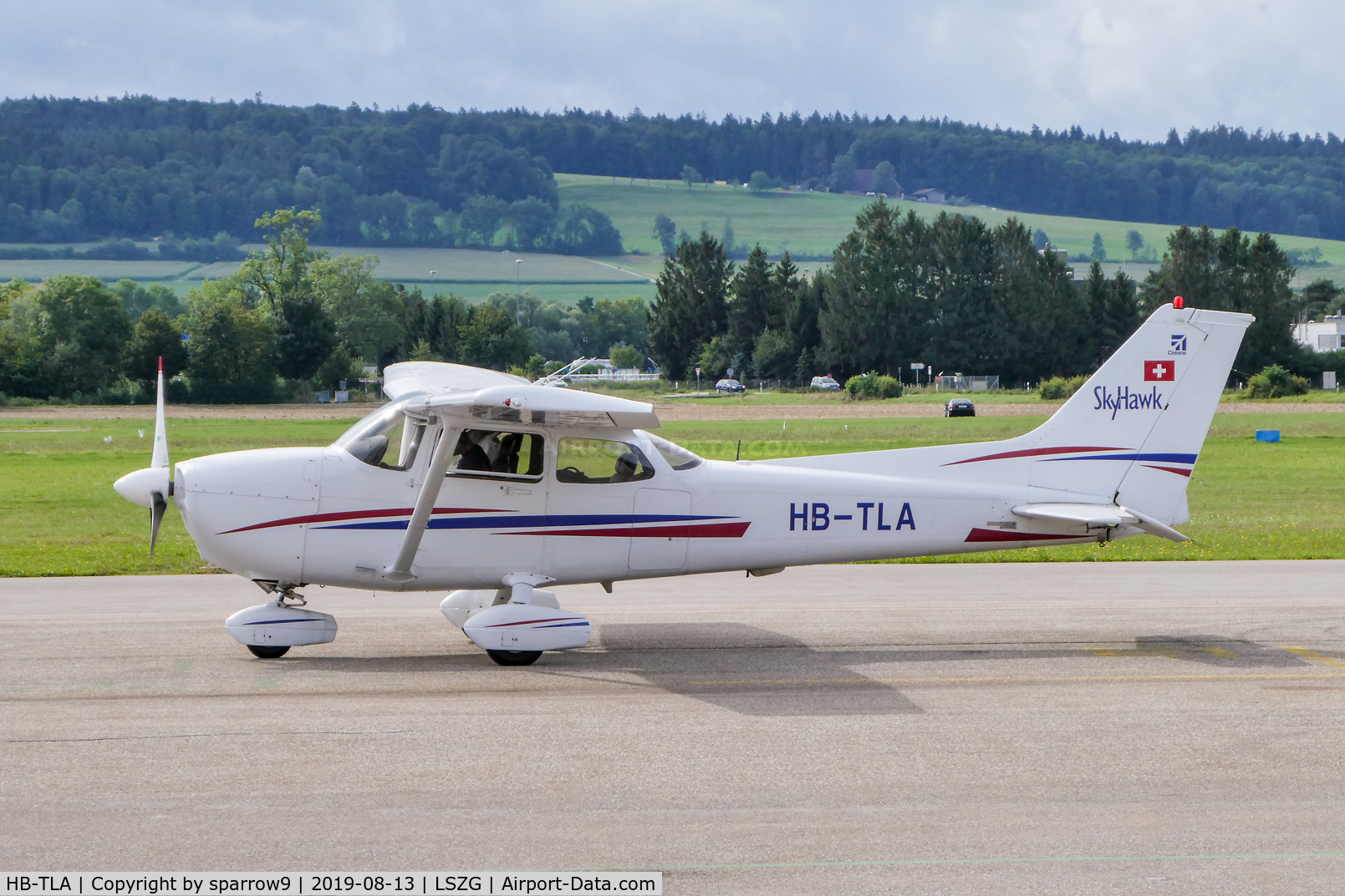 HB-TLA, 2003 Cessna 172R C/N 17281159, At Grenchen. Engine is a THIELERT AIRCRAFT ENGINES GMBH, TAE 125-02-99