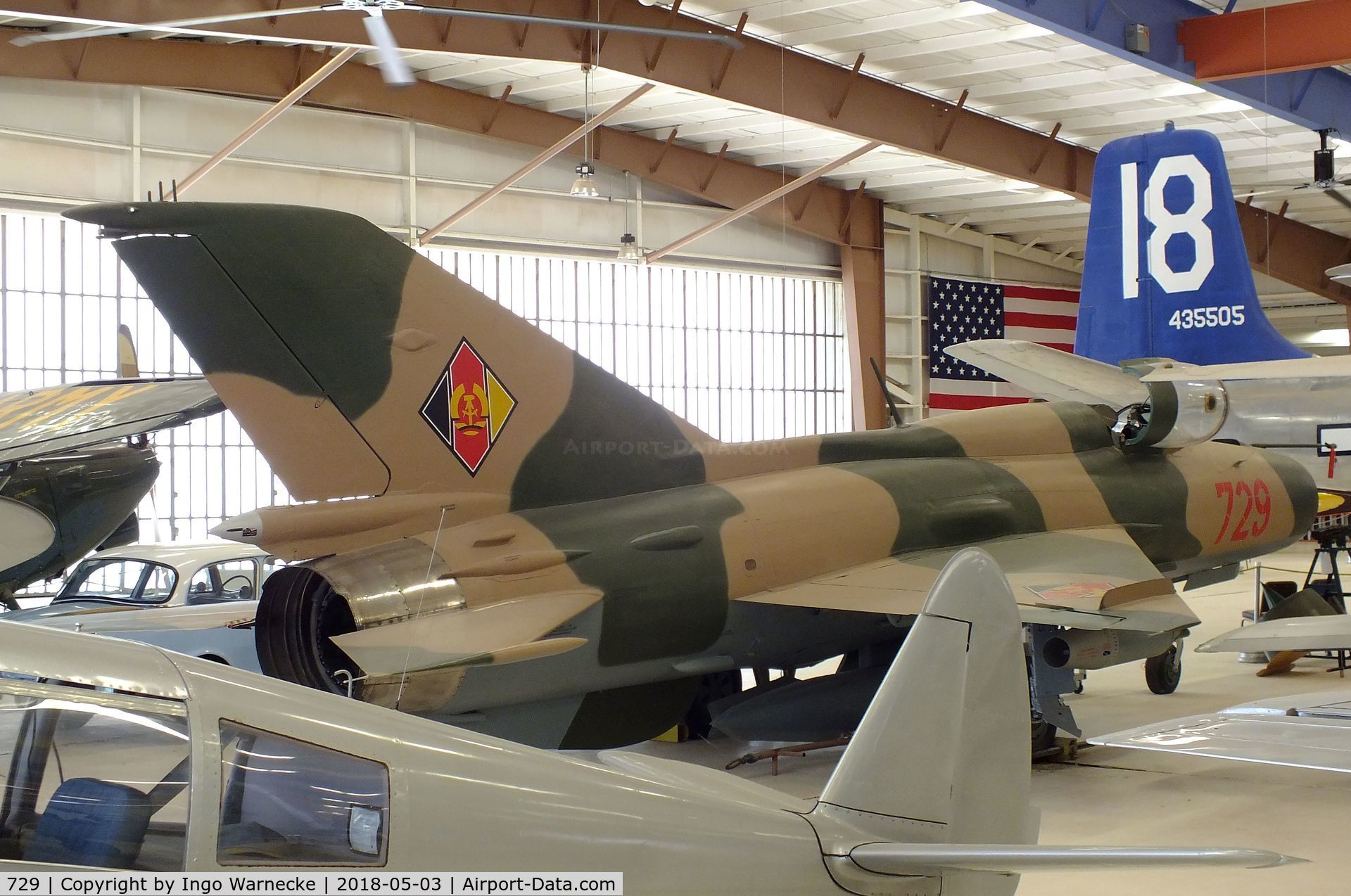 729, Mikoyan-Gurevich MiG-21SPS C/N 94A4213, Mikoyan i Gurevich MiG-21SPS FISHBED-F at the War Eagles Air Museum, Santa Teresa NM