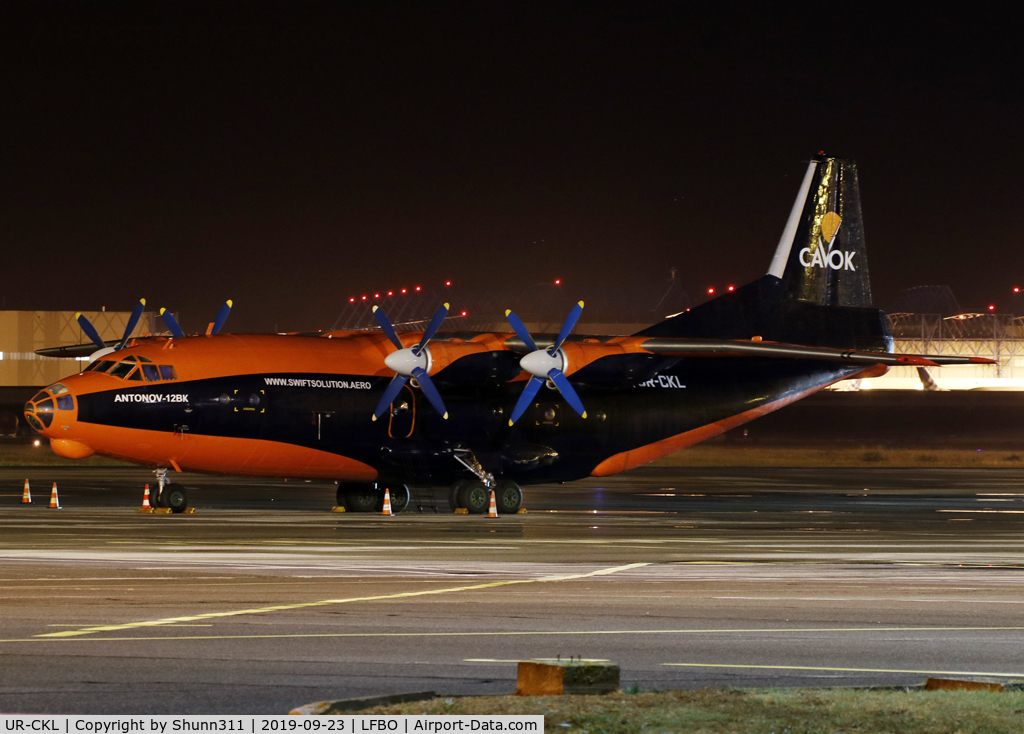 UR-CKL, 1971 Antonov An-12BP C/N 01348005, Parked at the General Aviation area...