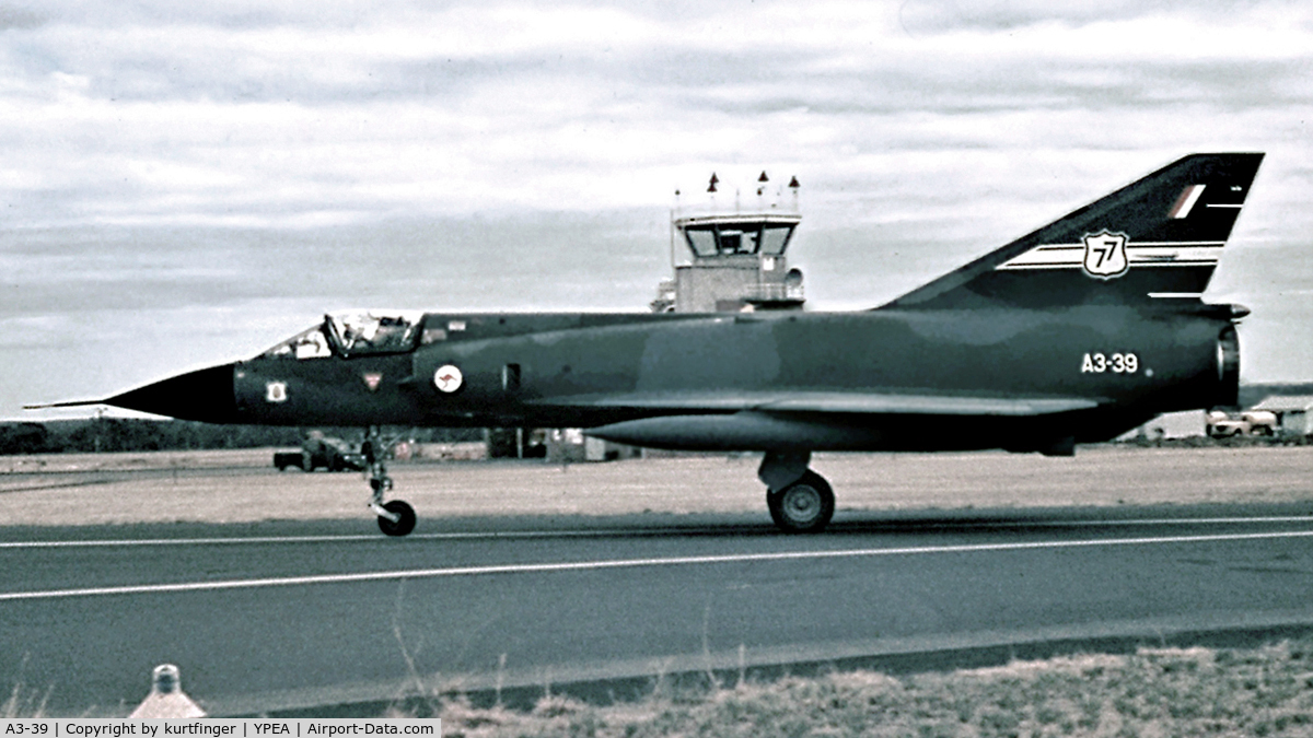 A3-39, Dassault Mirage IIIO(F) C/N 39, Dassault GAF Mirage IIIO RAAF A3-39 77 squadron RAAF Base Pearce. March 1978. This is one of the RAAF Mirage IIIO(F)s sold to Pakistan. Status unknown. More photos and information on http://www.adf-gallery.com.au/raaf3.htm