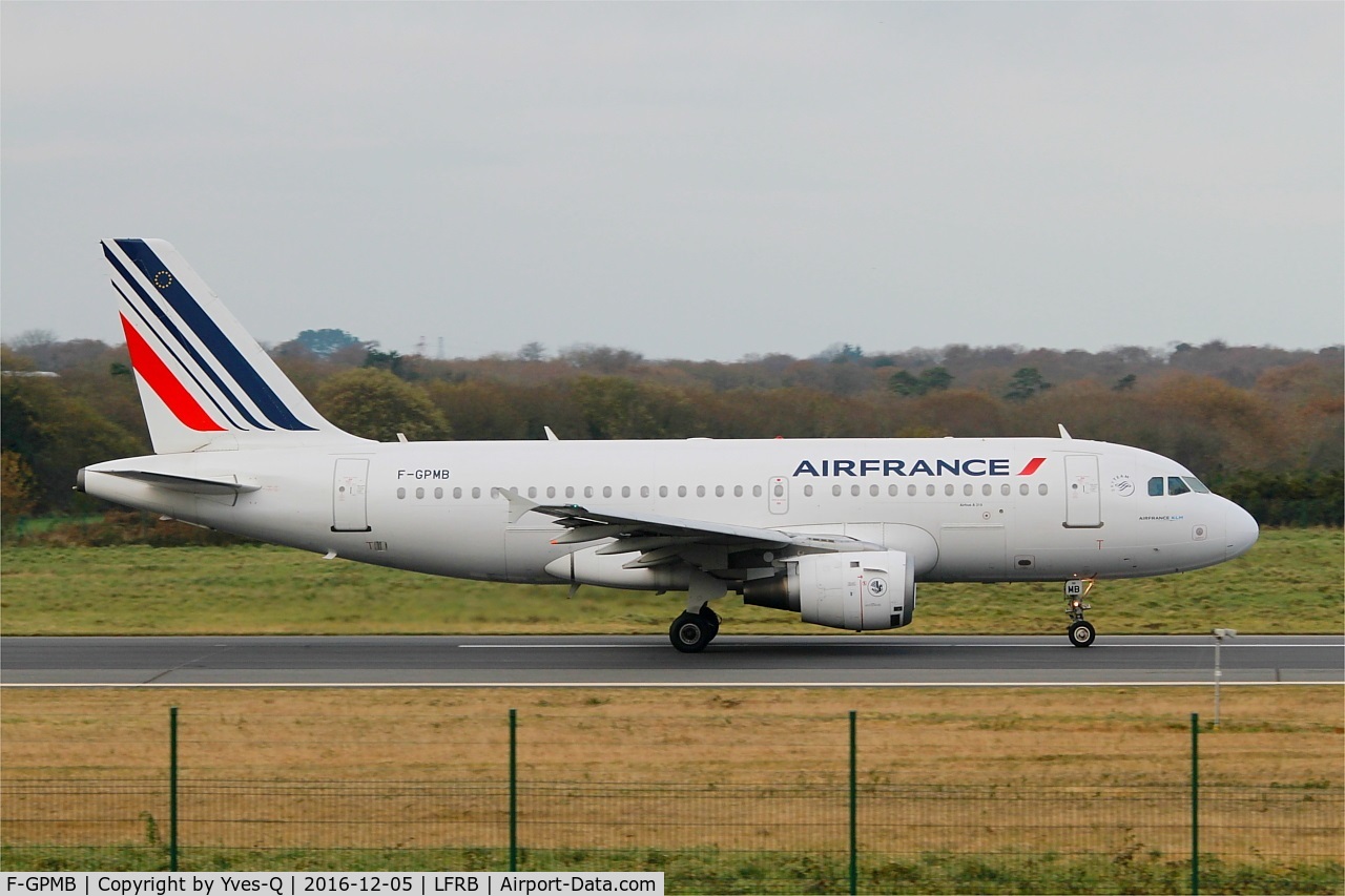 F-GPMB, 1996 Airbus A319-113 C/N 600, Airbus A319-113, Take off run rwy 07R, Brest-Bretagne airport (LFRB-BES)