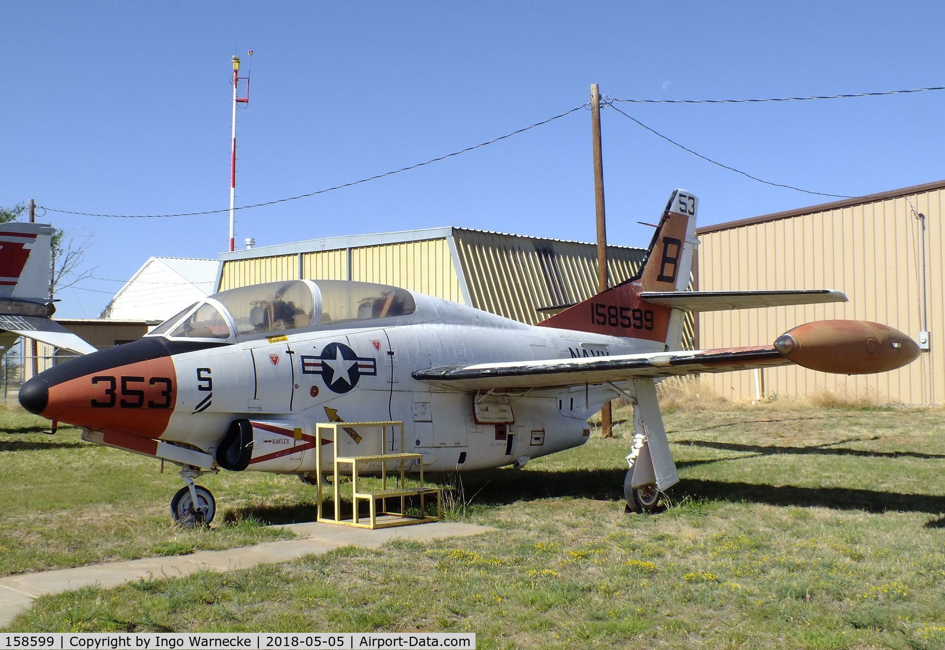 158599, Rockwell T-2C Buckeye C/N 346-25, North American T-2C Buckeye at the Texas Air Museum Caprock Chapter, Slaton TX