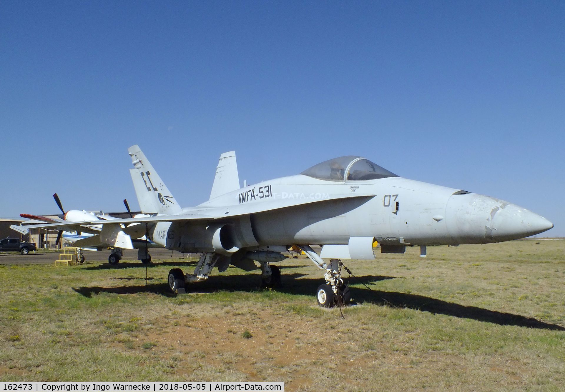162473, McDonnell Douglas F/A-18A Hornet C/N 0331, McDonnell Douglas F/A-18A Hornet (probably containing parts of an other aircraft) at the Texas Air Museum Caprock Chapter, Slaton TX