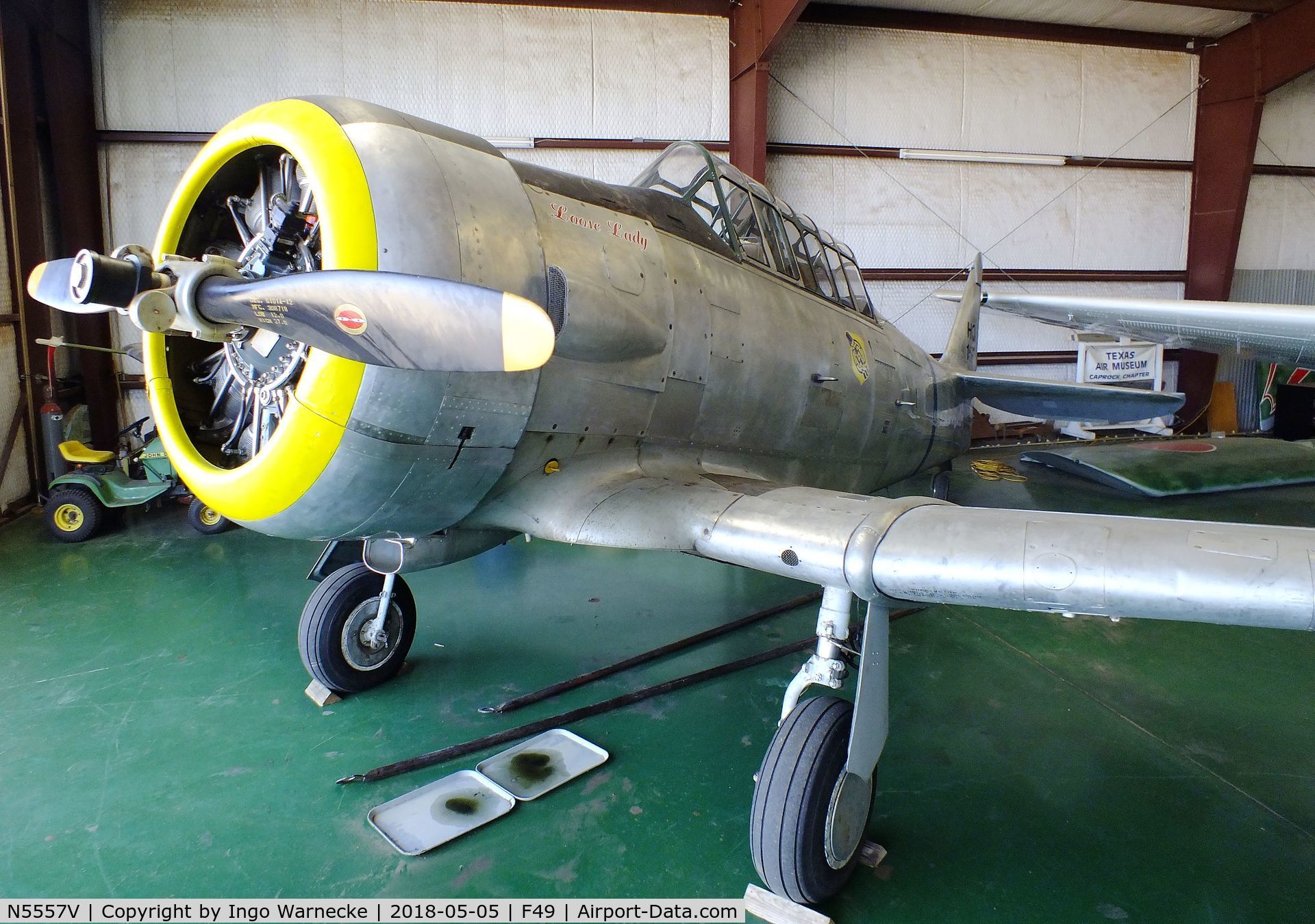 N5557V, 1949 North American AT-6G Texan C/N 168-257 (49-3153), North American AT-6G Texan at the Texas Air Museum Caprock Chapter, Slaton TX