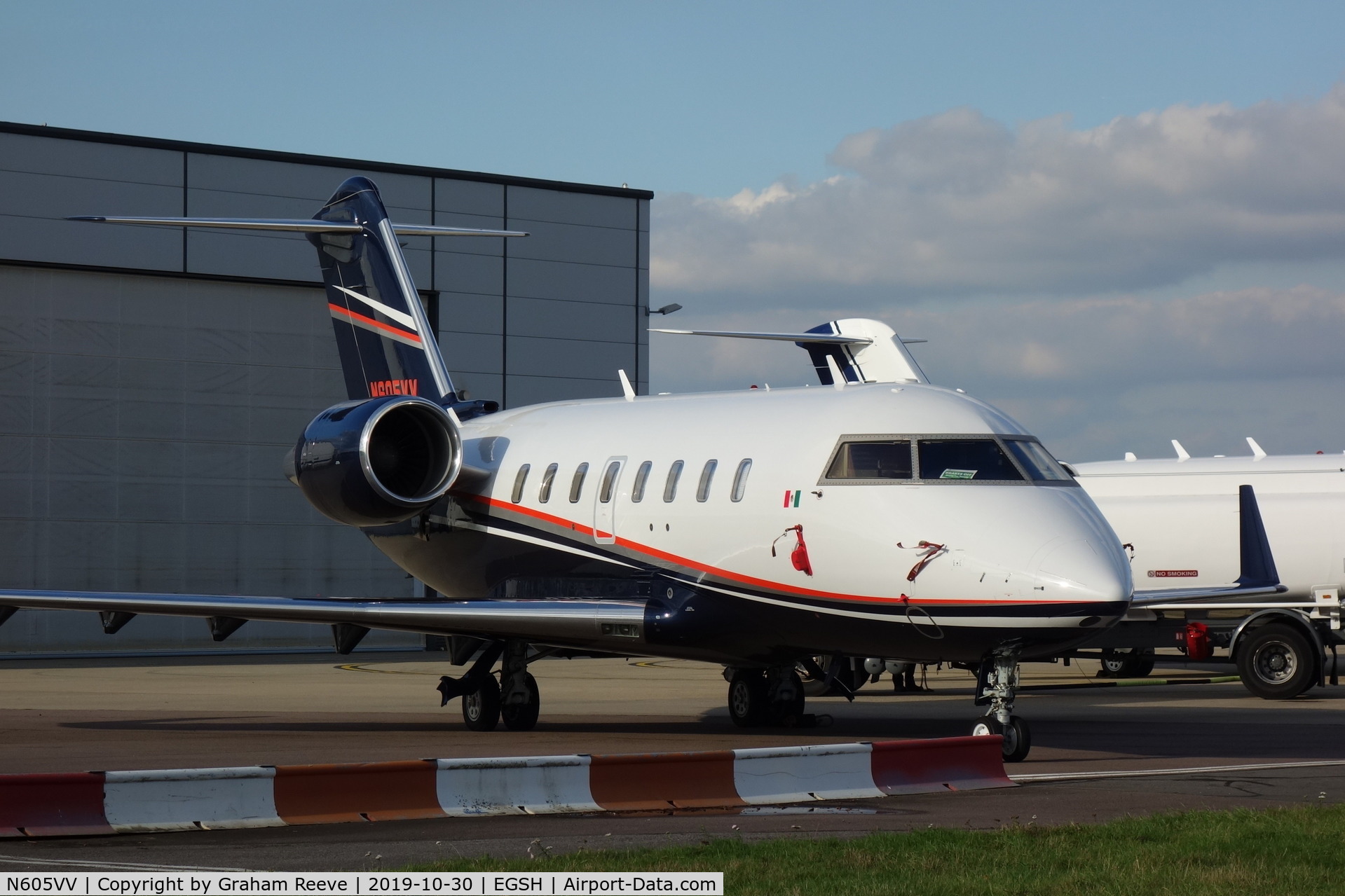 N605VV, 2008 Bombardier Challenger 605 (CL-600-2B16) C/N 5773, Parked at Norwich.