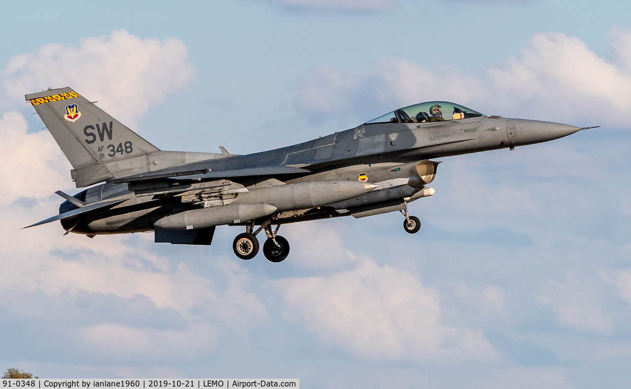 91-0348, 1989 General Dynamics F-16CJ Fighting Falcon C/N CC-46, Arriving at Moron Air Base, Spain