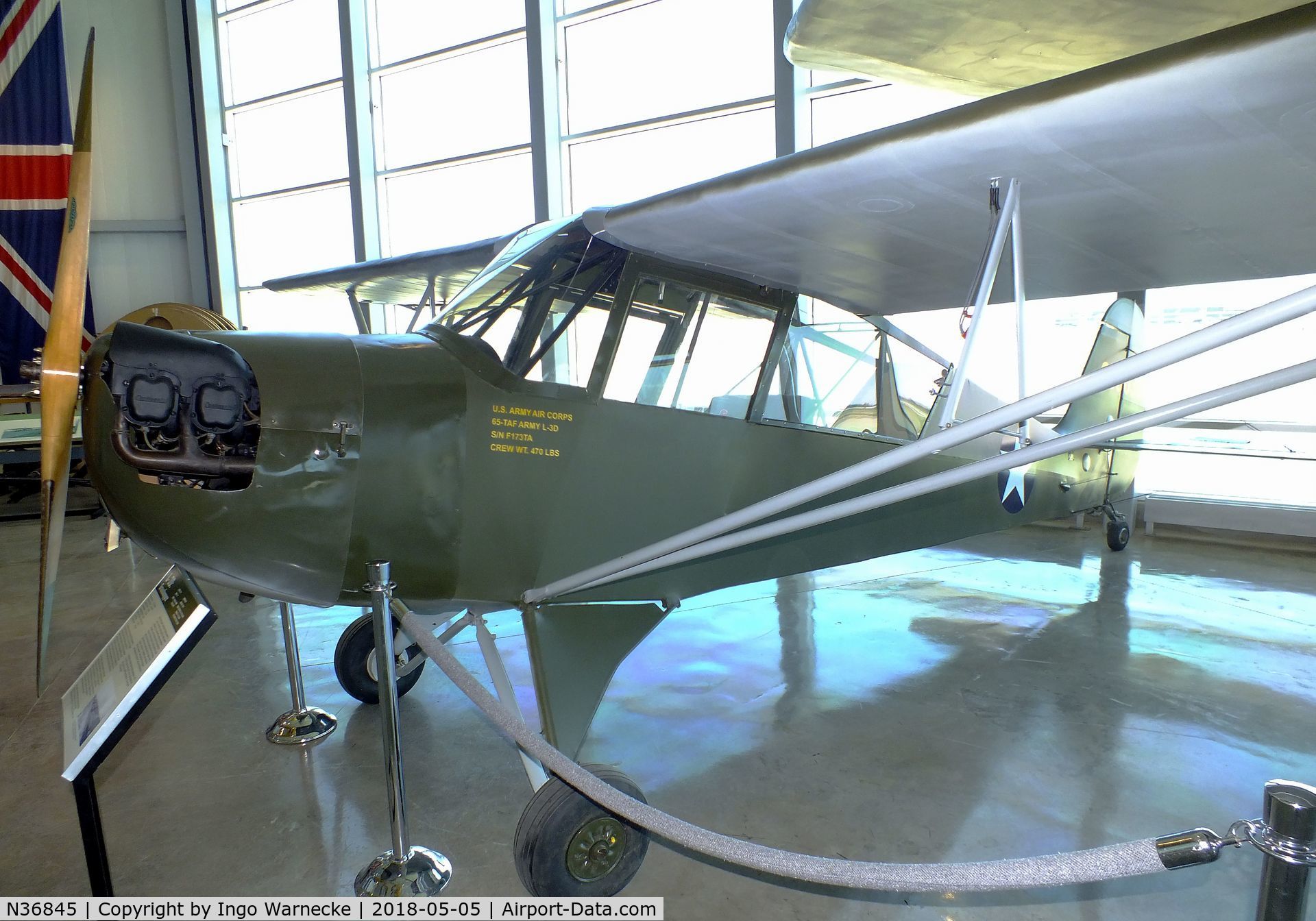 N36845, Aeronca 65-TAC C/N F1731-TA, Aeronca 65-TAC (L-3E) at the Silent Wings Museum, Lubbock TX