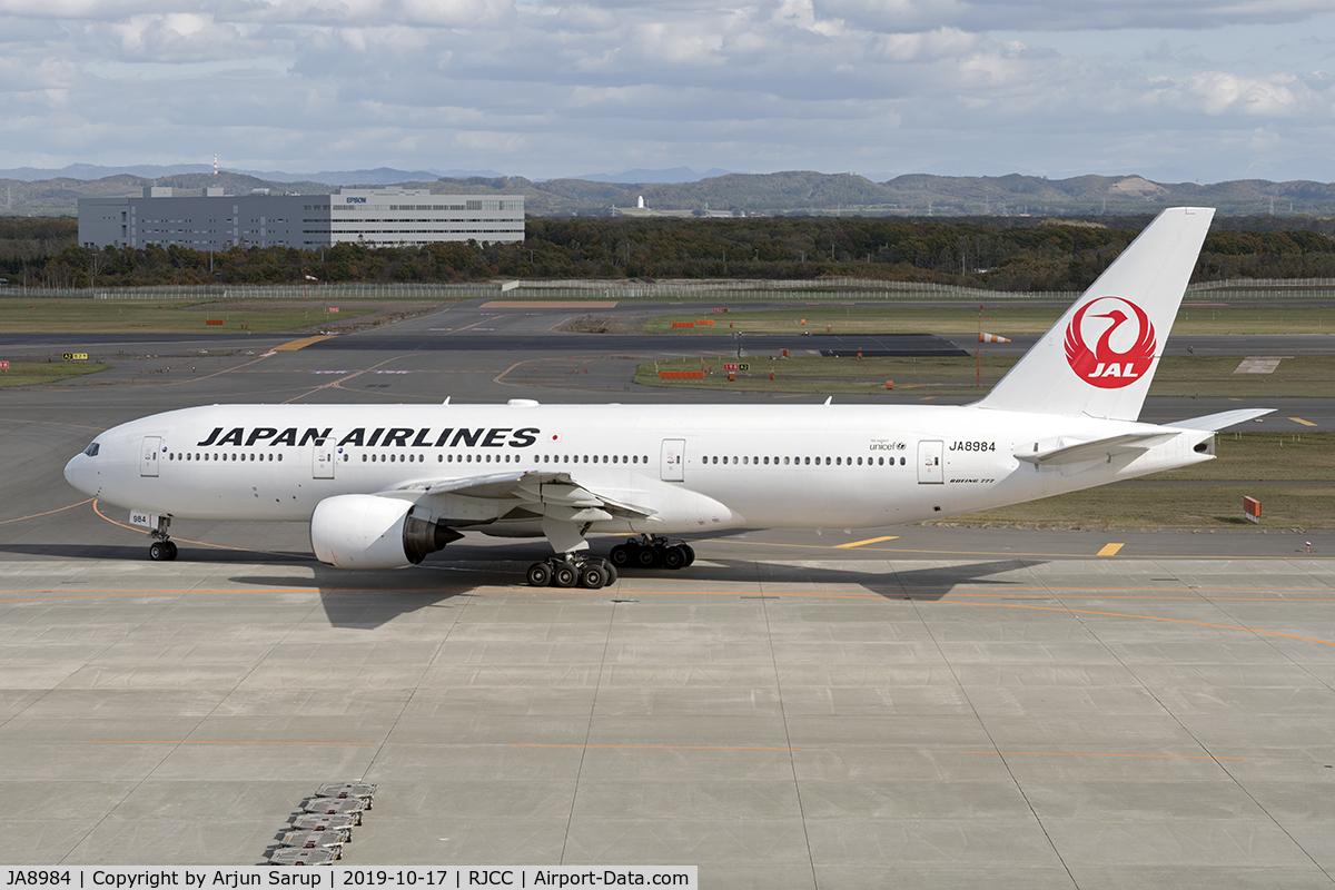 JA8984, 1997 Boeing 777-246 C/N 27651, Taxiing out for departure as JL510 to Tokyo.