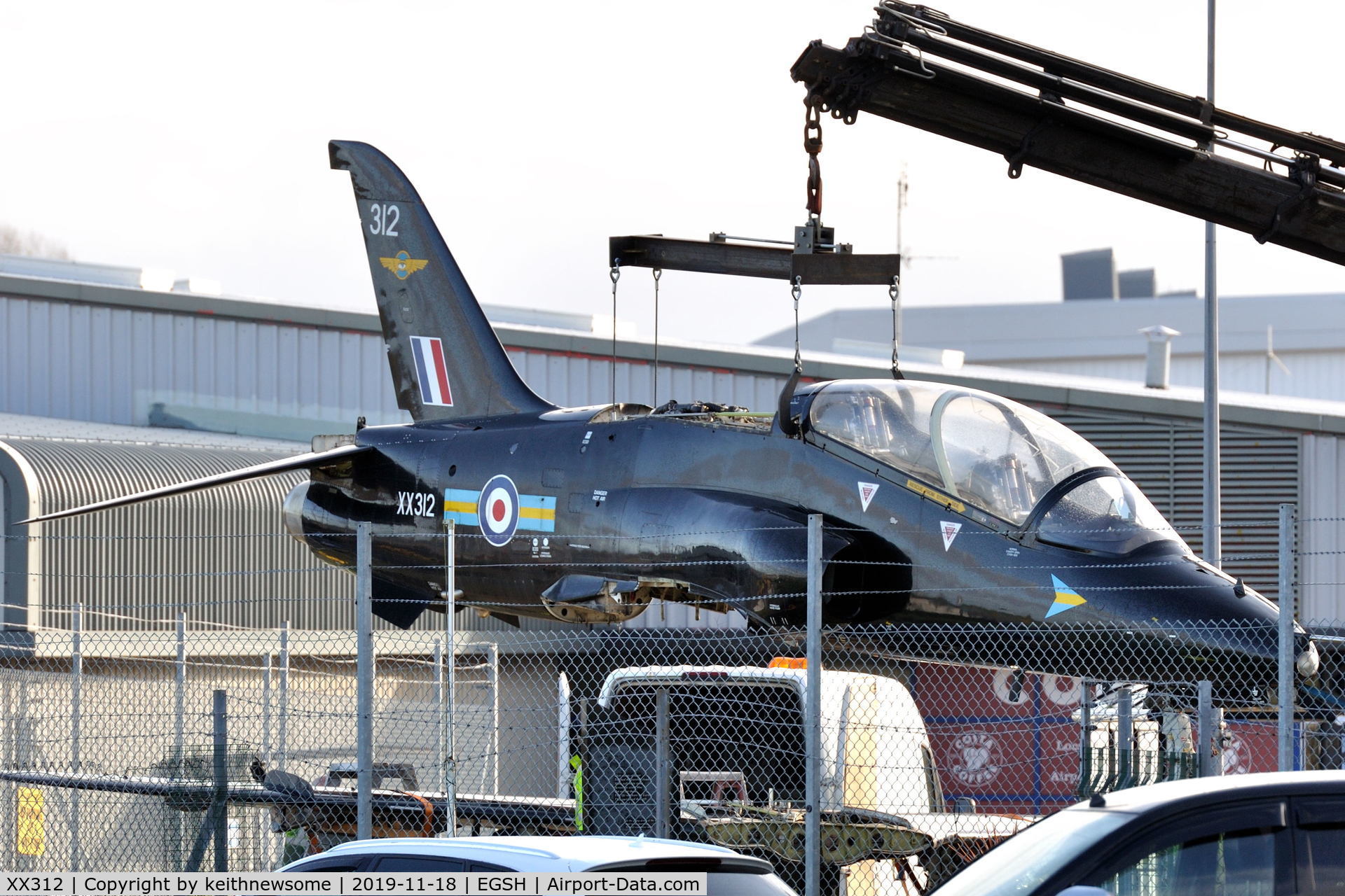 XX312, 1980 Hawker Siddeley Hawk T.1W C/N 148/312137, Preparing to leave Norwich Airport,