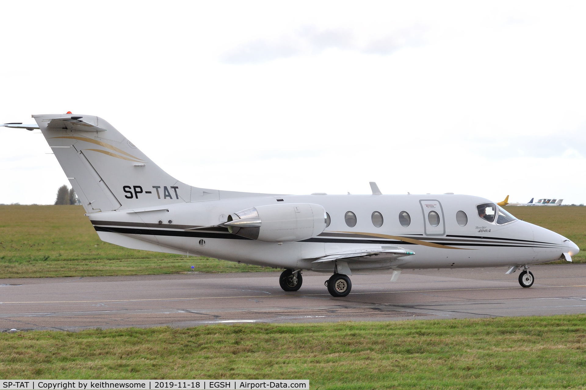 SP-TAT, 2000 Raytheon Beechjet 400A C/N RK-267, Leaving Norwich for Lille, France.