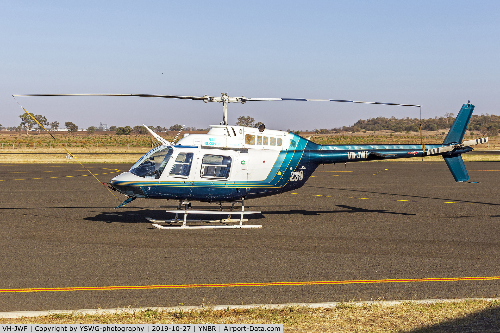 VH-JWF, 1981 Bell 206B-3 JetRanger III C/N 3421, Fleet Helicopters (VH-JWF) Bell 206B (III) Jet Ranger at Narrabri Airport