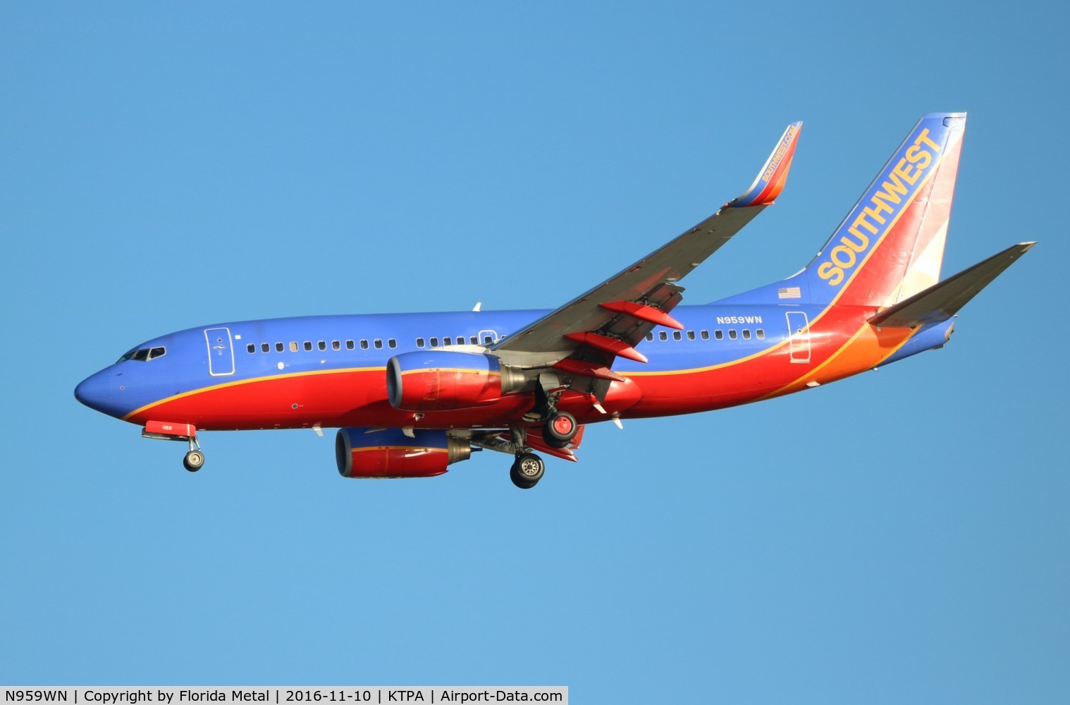 N959WN, 2011 Boeing 737-7H4 C/N 36674, Southwest