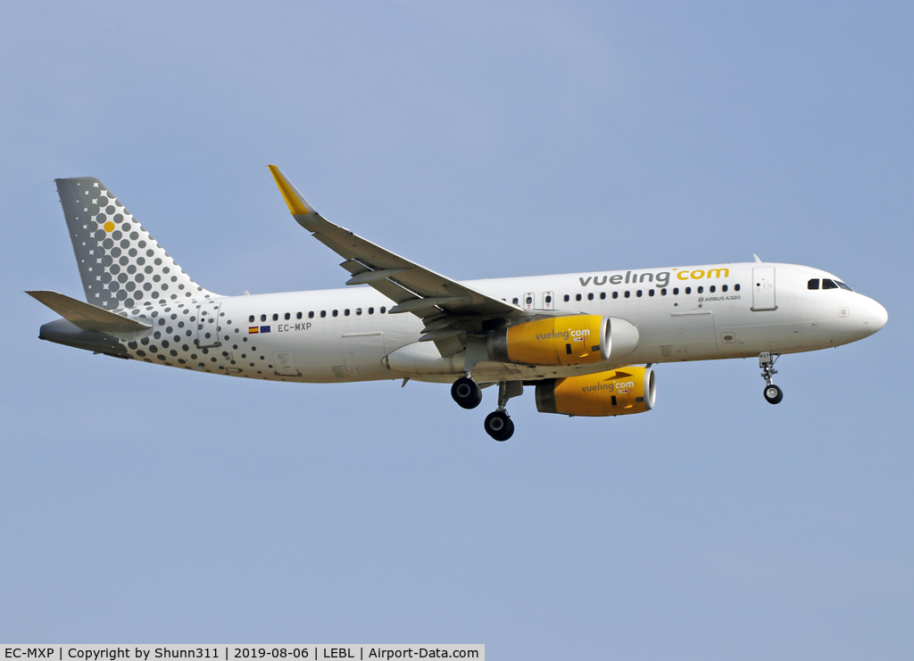 EC-MXP, 2018 Airbus A320-232 C/N 8244, Landing rwy 25R