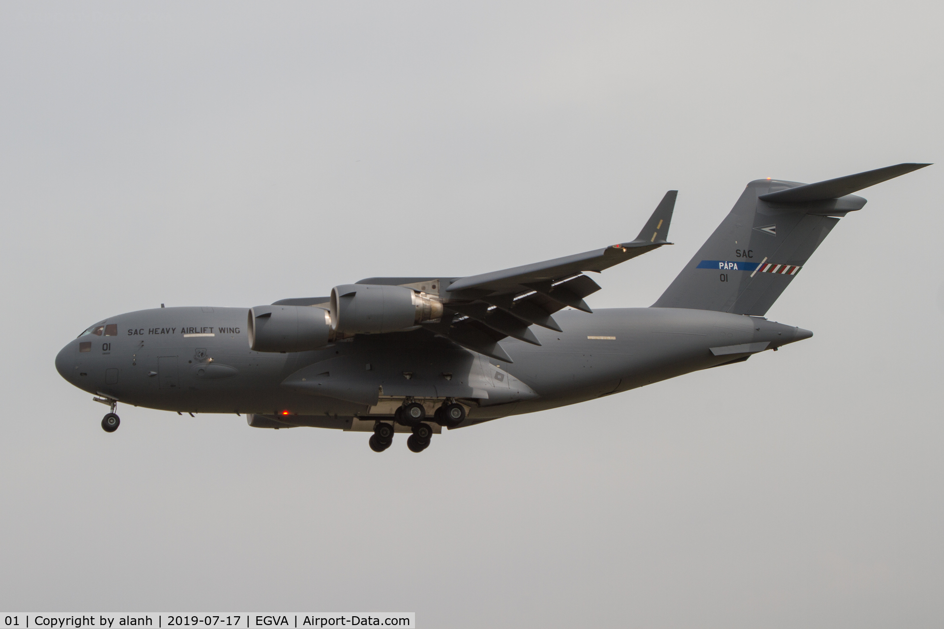 01, 2009 Boeing C-17A Globemaster III C/N SAC-01, Arriving at RIAT 2019