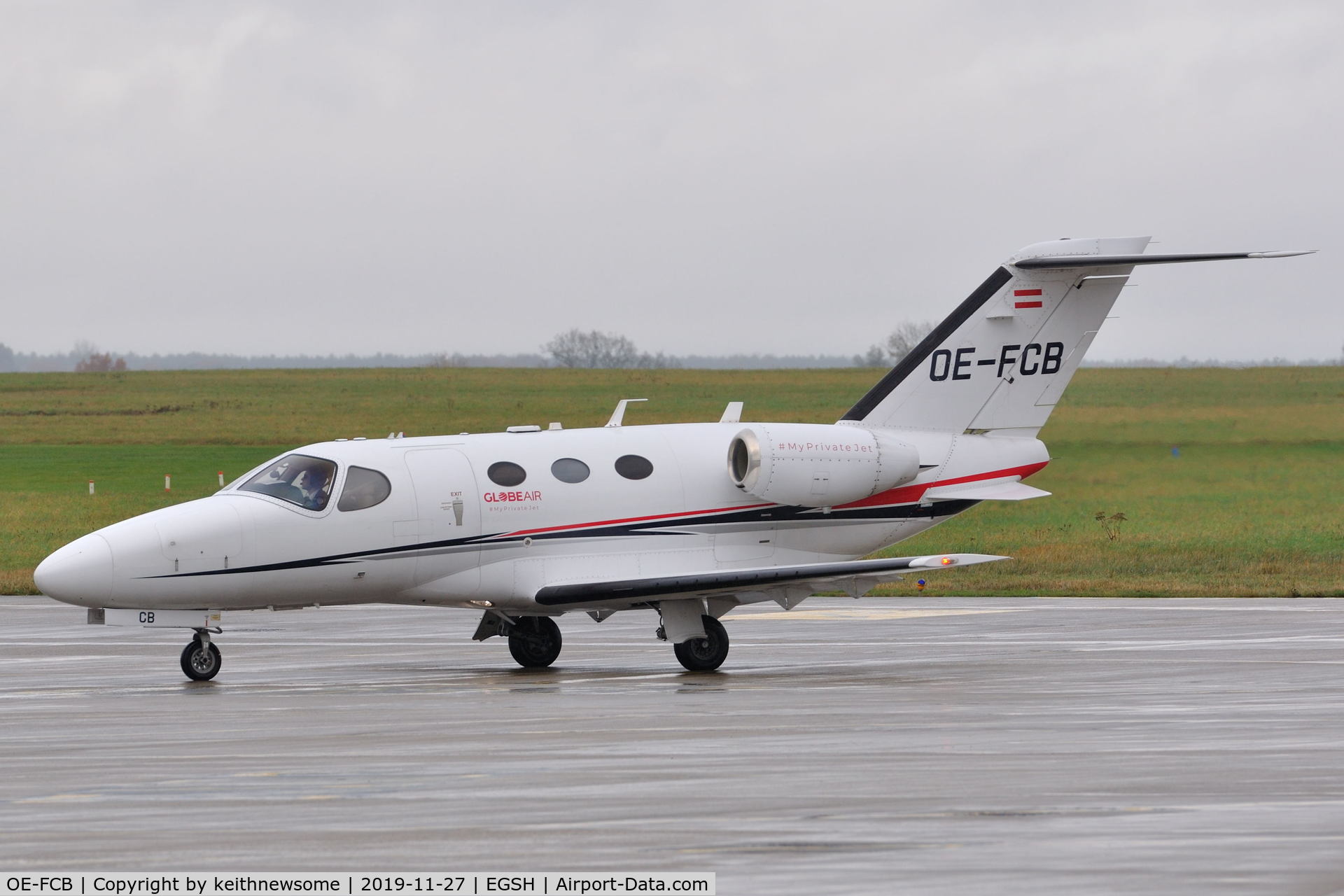 OE-FCB, 2008 Cessna 510 Citation Mustang Citation Mustang C/N 510-0044, Arriving at Norwich from Paris Le Bourget.