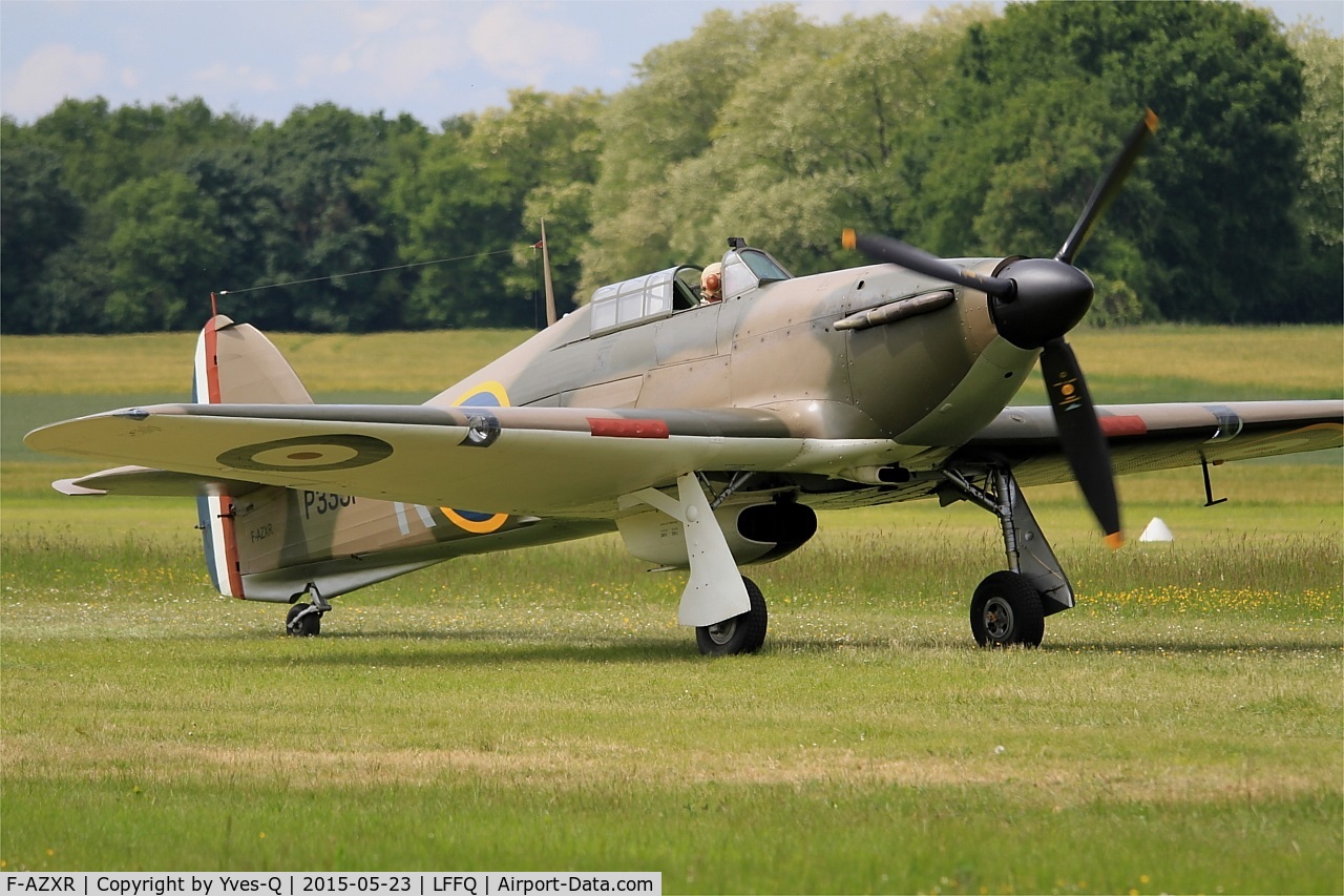 F-AZXR, Hawker Hurricane IIA C/N Not found ZK-TPK, Hawker Hurricane Mk.IIa, Taxiing, La Ferté-Alais airfield (LFFQ) Airshow 2015