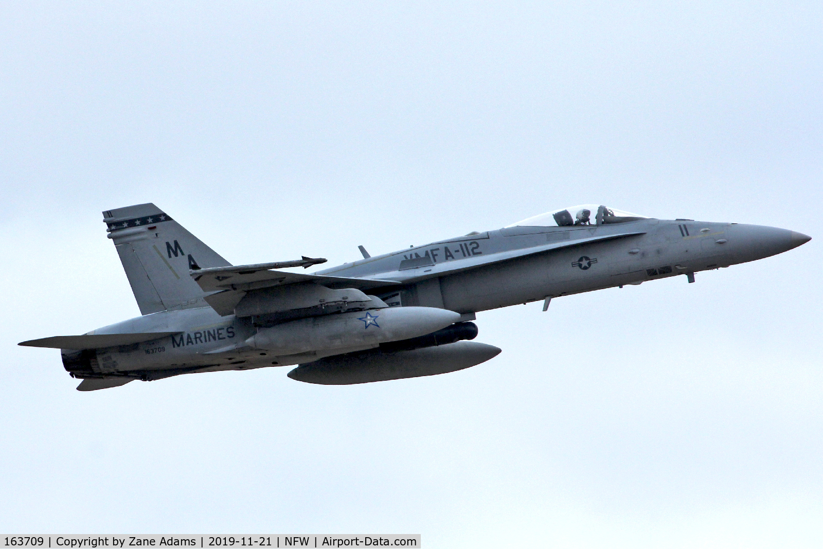 163709, 1988 McDonnell Douglas F/A-18C Hornet C/N 0771/C070, Departing NAS Fort Worth