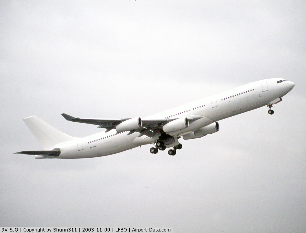 9V-SJQ, 2003 Airbus A340-313 C/N 554, Delivery day in all white c/s without titles... For Singapore Airlines