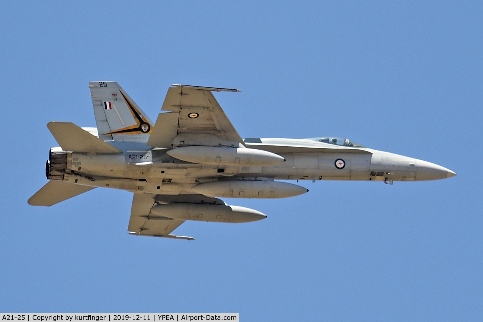 A21-25, 1988 McDonnell Douglas F/A-18A Hornet C/N 0496/AF025, McDonnell-Douglas FA-18A. A21-25 RAAF Base Pearce 11/12/19.