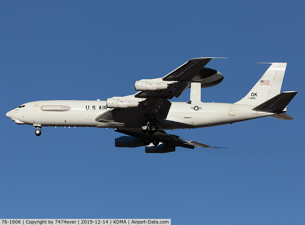 76-1606, 1976 Boeing E-3B Sentry C/N 21436, SCOUT02 Heavy returns to Davis-Monthan afb from a sortie over southwest Texas