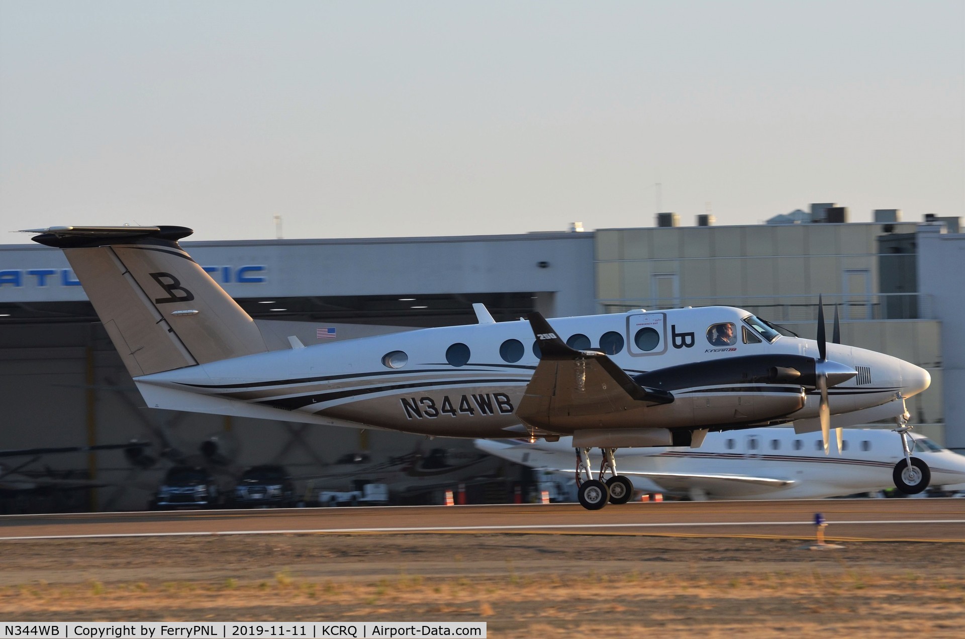 N344WB, 2014 Beechcraft B200GT C/N BY-222, Brandt Transport LLC Be250 about to touch-down in KCRQ