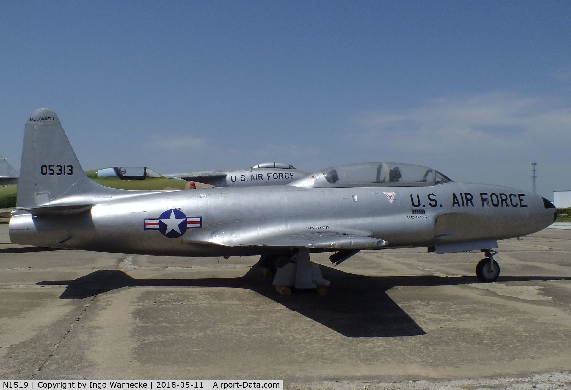 N1519, Lockheed T-33B (TV-2 Seastar) C/N 580-5313, Lockheed T-33B (TV-2 SeaStar) displayed as USAF T-33 A '51-4019' at the Kansas Aviation Museum, Wichita KS