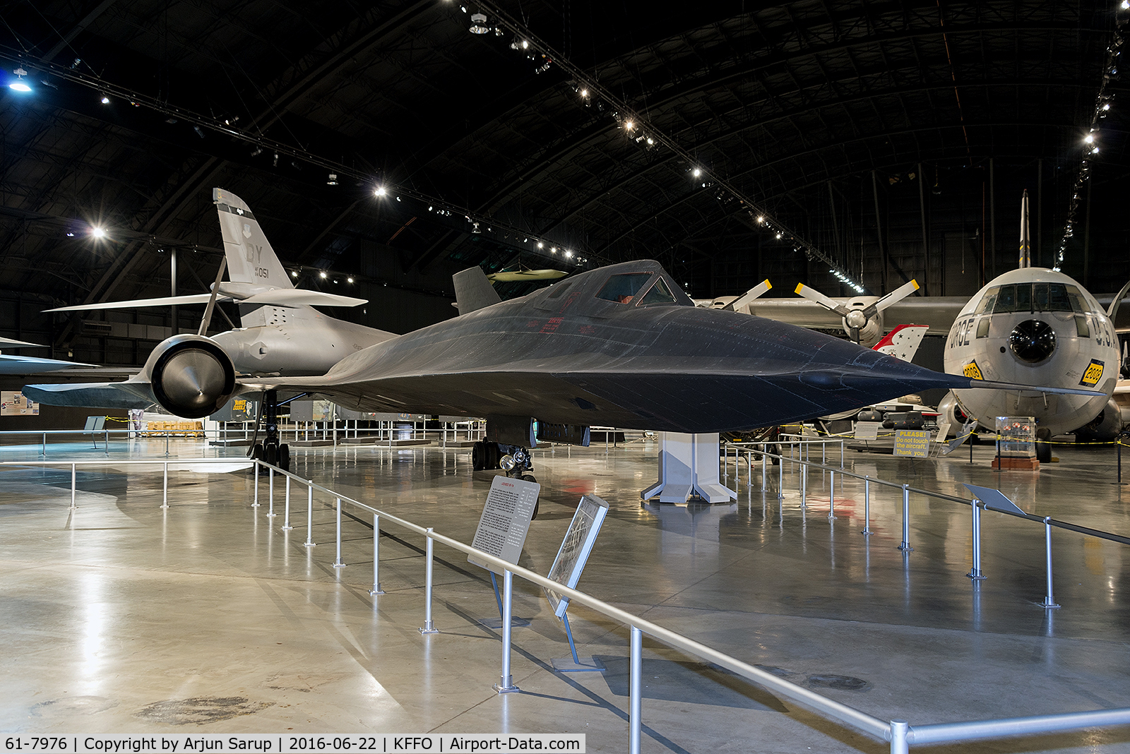 61-7976, 1961 Lockheed SR-71A Blackbird C/N 2027, On display at the National Museum of the U.S. Air Force.  The first SR-71 operational sortie was made in this aircraft, which flew a total of 942 sorties, including 257 operational missions.  The aircraft was flown to the museum in 1990.