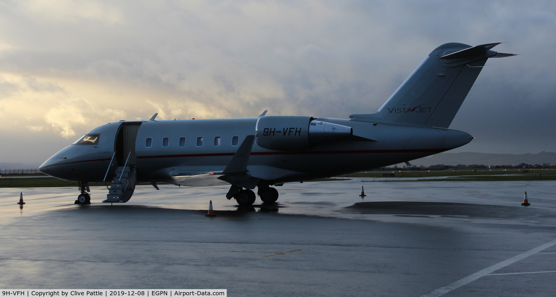 9H-VFH, 2014 Bombardier Challenger 605 (CL-600-2B16) C/N 5979, Parked up at Sunset at Dundee