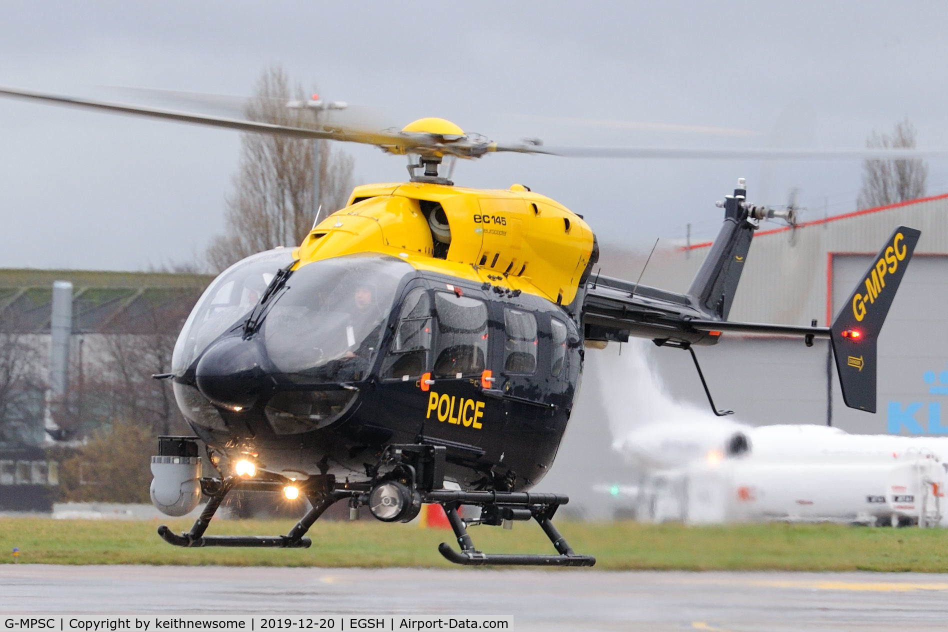 G-MPSC, 2005 Eurocopter-Kawasaki EC-145 (BK-117C-2) C/N 9075, 'Police 251' fuel stop.