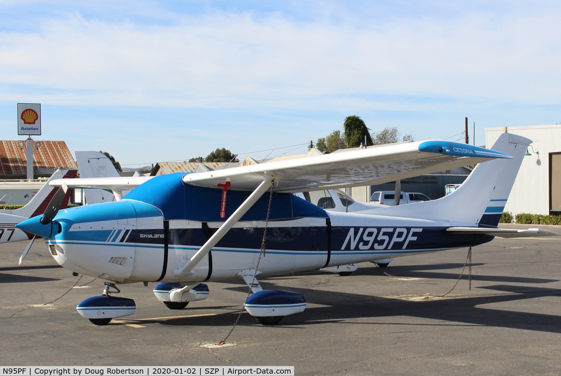 N95PF, Cessna 182 Skylane C/N 18265281, 1956 Cessna 182 SKYLANE, Continental O-470-S 230 Hp, on Transient Ramp