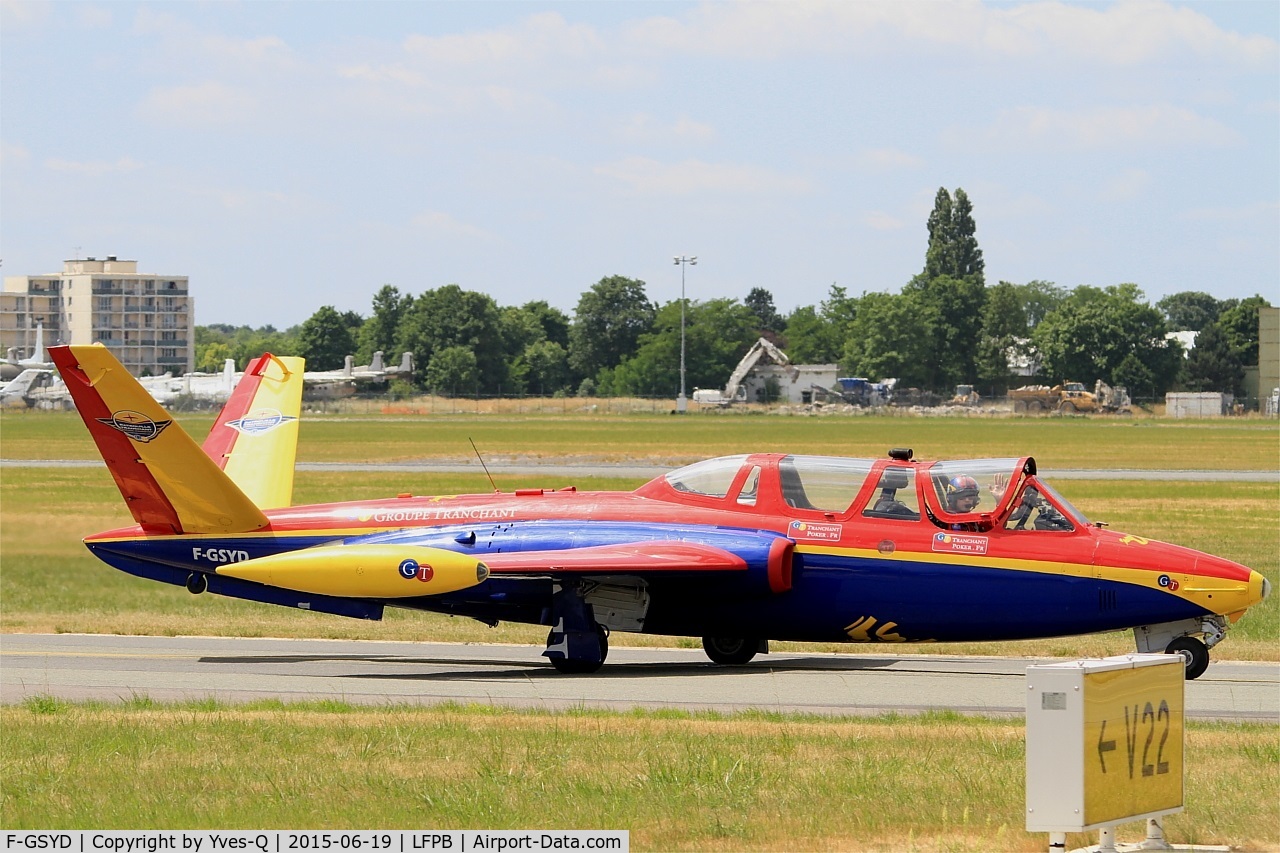 F-GSYD, Fouga CM-170 Magister C/N 455, Fouga CM-170 Magister, Taxiing to holding point, Paris-Le Bourget (LFPB-LBG) Air show 2015