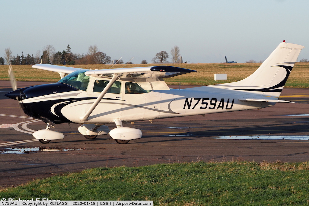 N759AU, 1977 Cessna 182Q Skylane C/N 182-65846, Arriving at Norwich on 18 January 2020