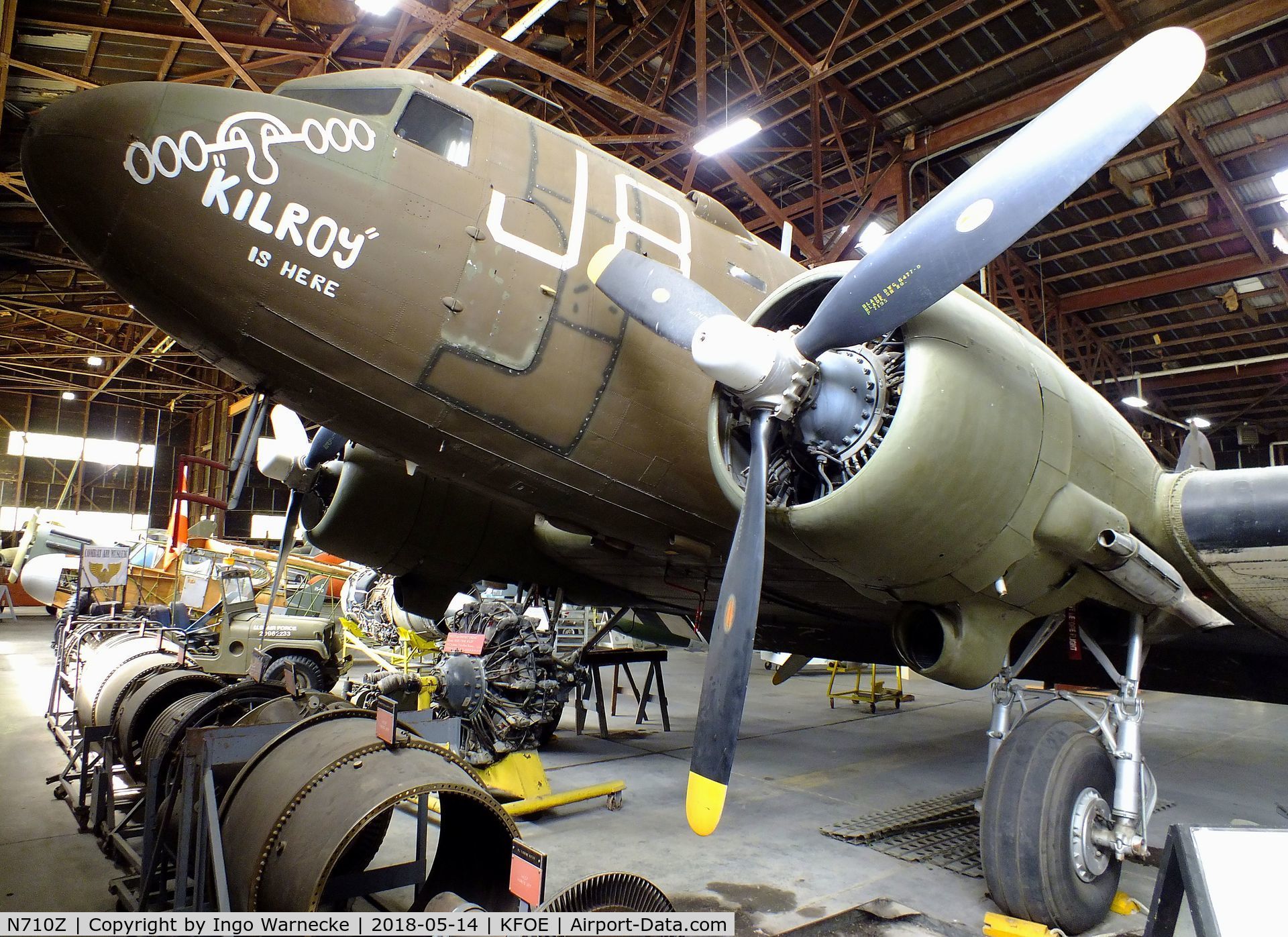 N710Z, 1944 Douglas DC3C C/N 32914, Douglas DC-3C / TC-47B (displayed as C-47 Skytrain) at the Combat Air Museum, Topeka KS