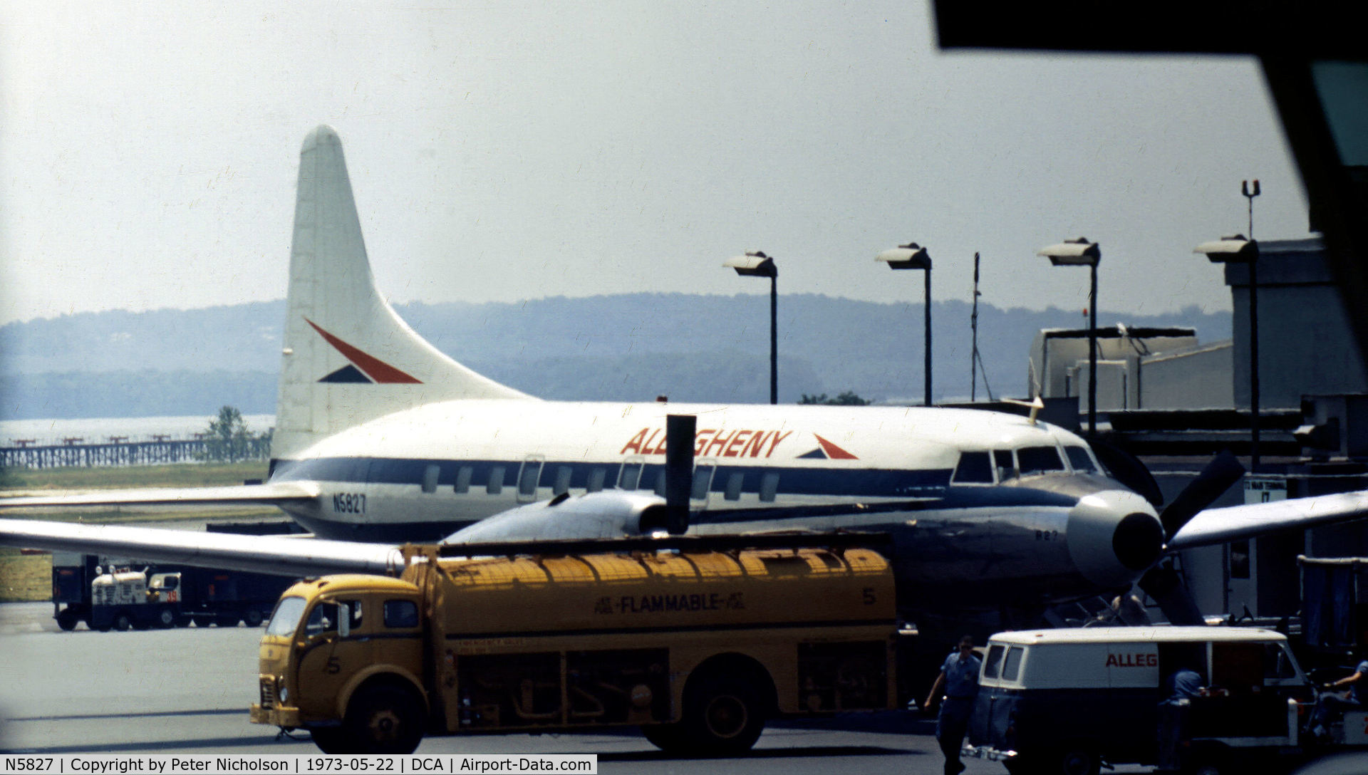 N5827, 1953 Convair 580 C/N 46, Convair 580 of Allegheny Airlines seen at what was then known as National Airport at Washington, DC.