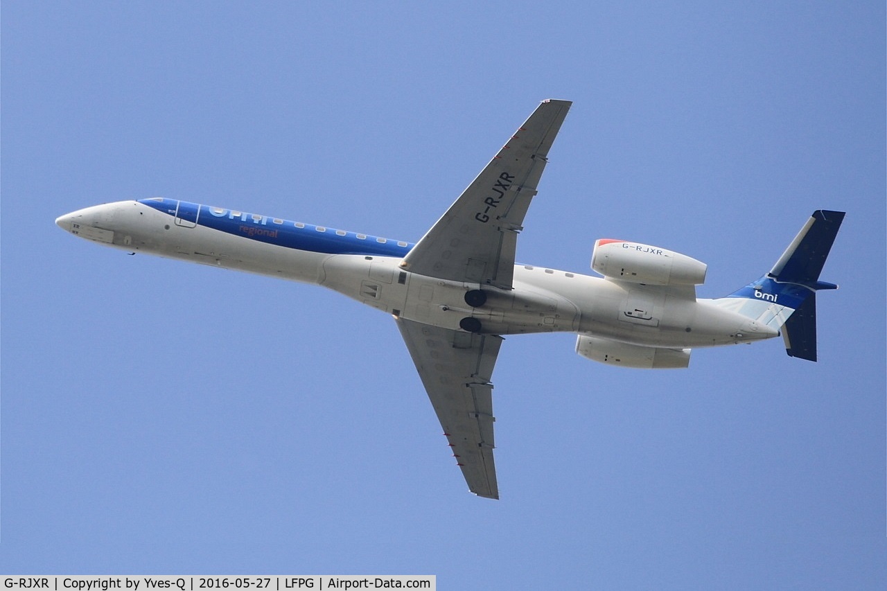 G-RJXR, 1998 Embraer EMB-145EP (ERJ-145EP) C/N 145070, Embraer EMB-145EP, Take off rwy 27L, Roissy Charles De Gaulle airport (LFPG-CDG)