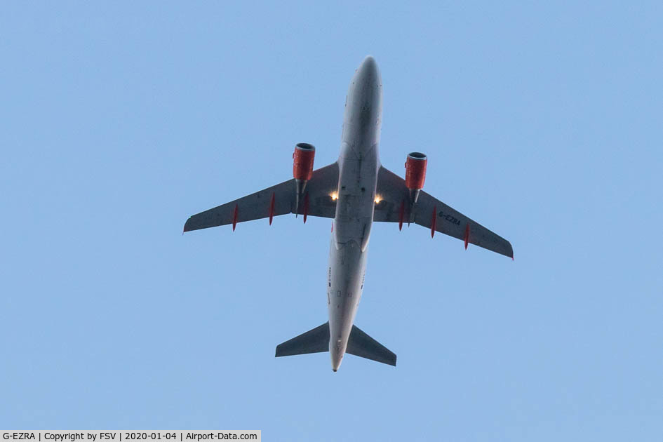 G-EZRA, 2017 Airbus A320-214 C/N 7597, G-EZRA Overhead on approach to NCL