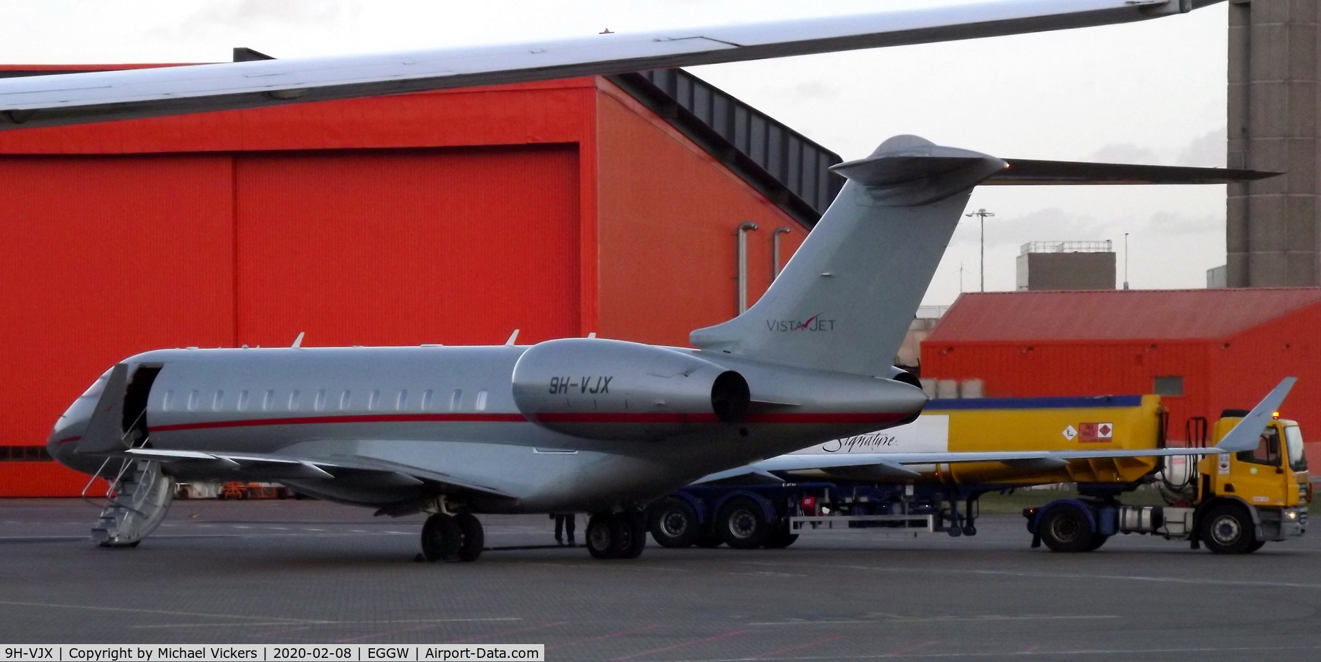 9H-VJX, 2015 Bombardier BD-700-1A10 Global 6000 C/N 9738, parked on signature ramp