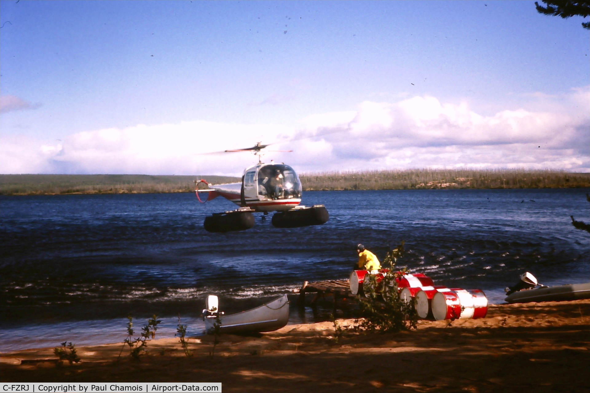 C-FZRJ, 1966 Bell 47J-2A Ranger C/N 3719, Newnham Lake (SK) in 1978