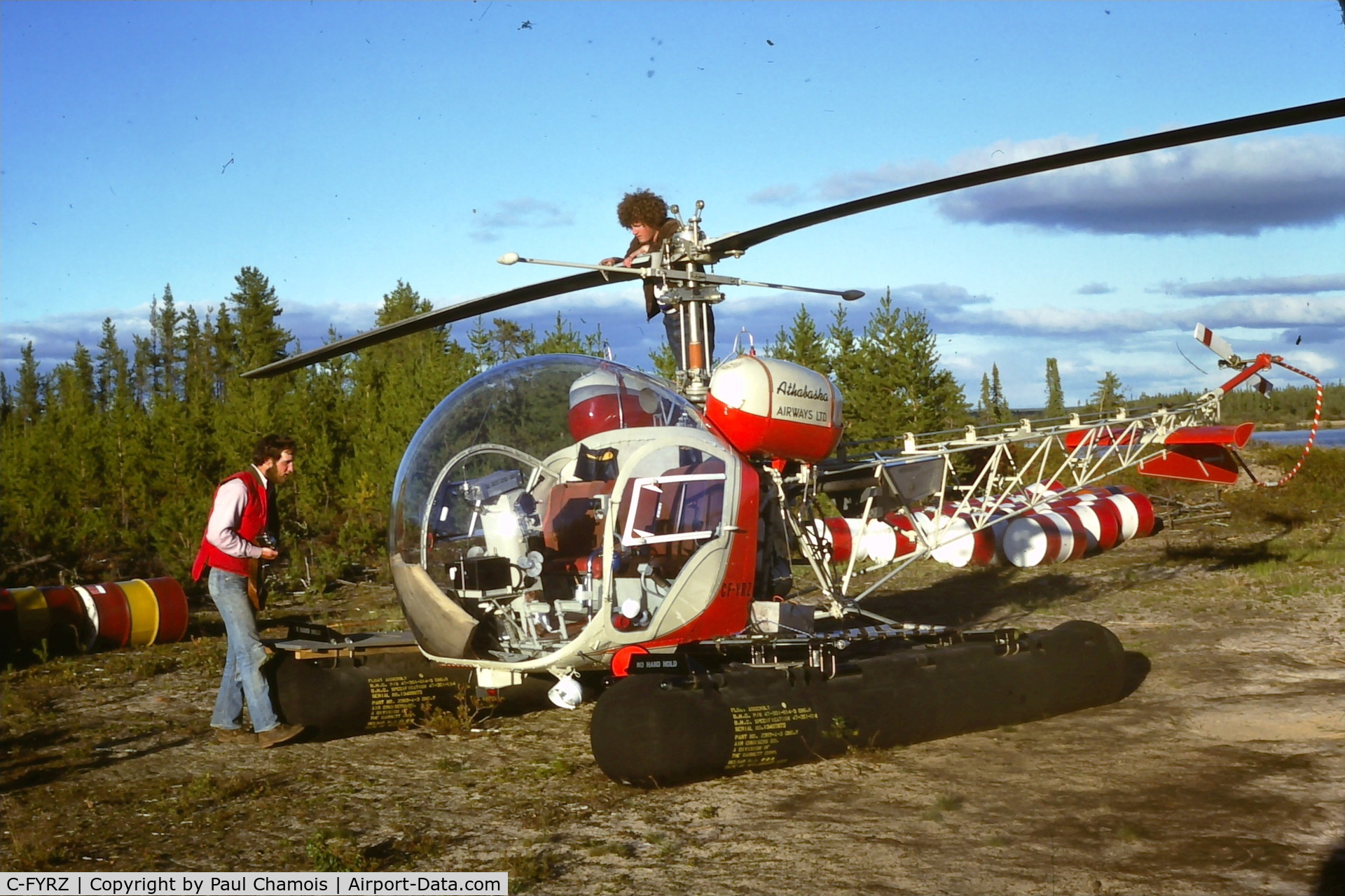 C-FYRZ, 1966 Bell 47G-4A C/N 7541, Newnham Lake, Saskatchewan in 1978.