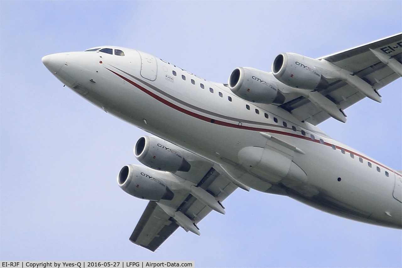 EI-RJF, 1998 British Aerospace Avro 146-RJ85A C/N E2337, British Aerospace RJ85A, Take off rwy 27L, Roissy Charles De Gaulle airport (LFPG-CDG)