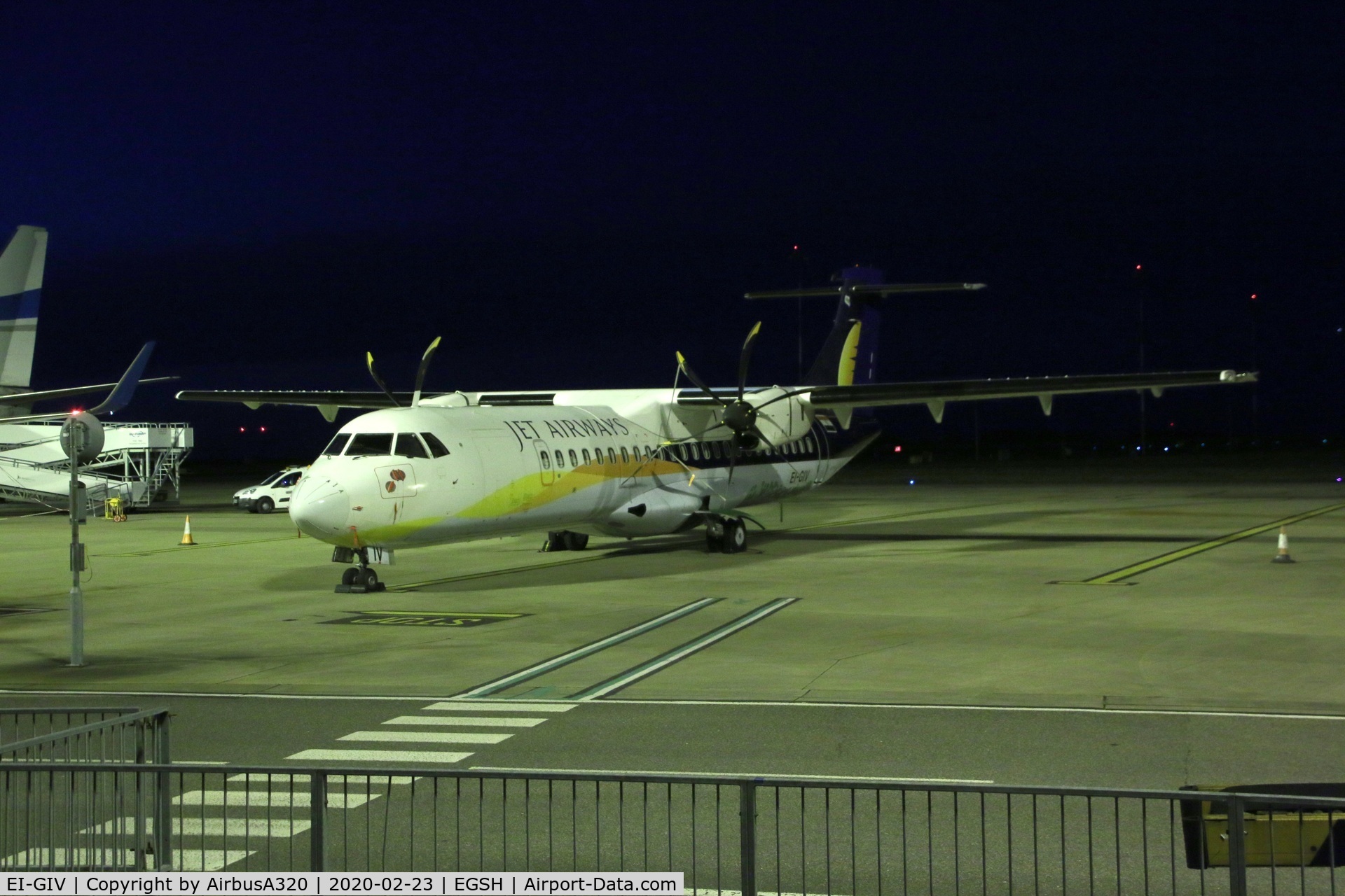 EI-GIV, 2012 ATR 72-600 (72-212A) C/N 1056, seen parked on stand after arriving at Norwich earlier this afternoon