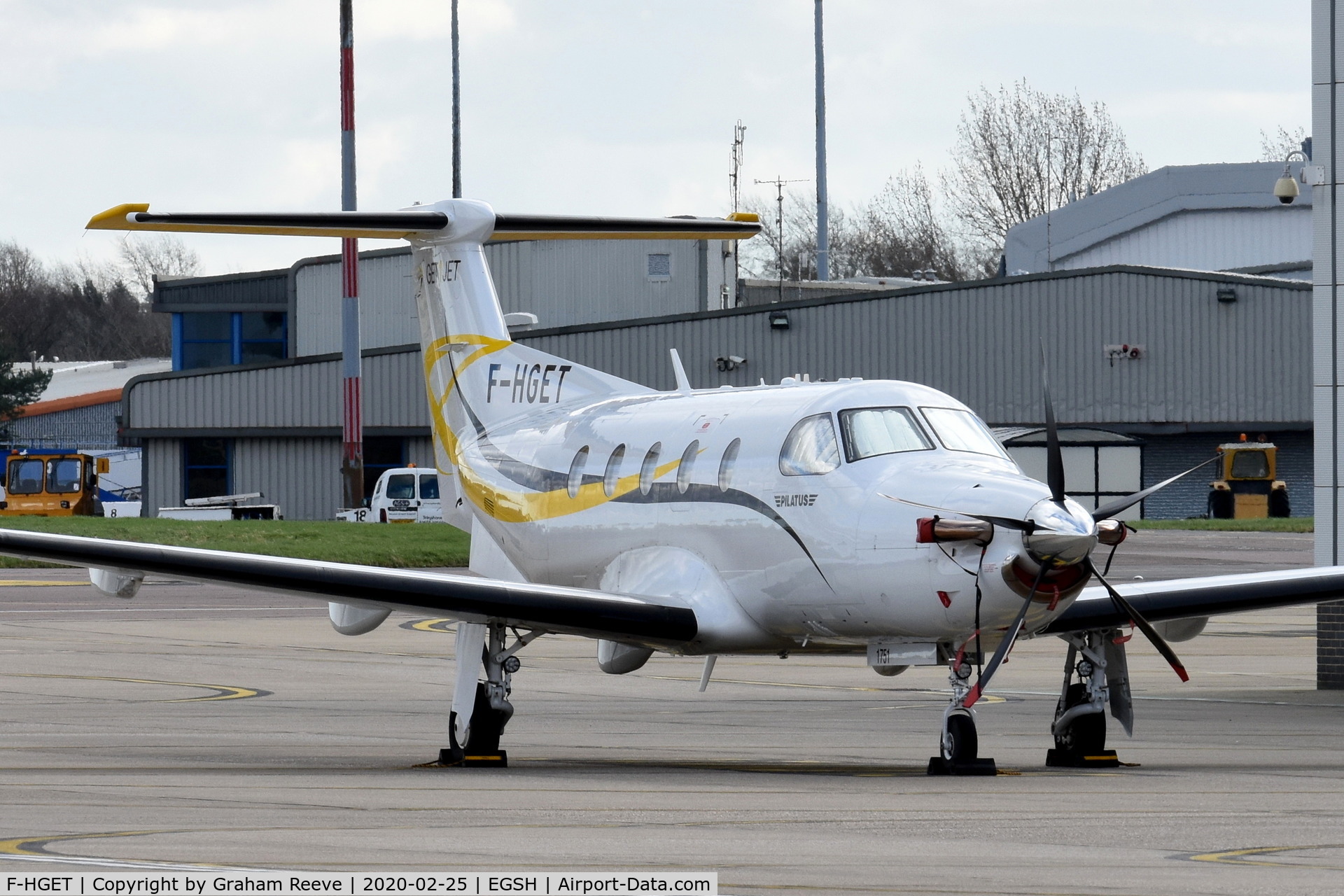 F-HGET, 2017 Pilatus PC-12/47E C/N 1751, Parked at Norwich.