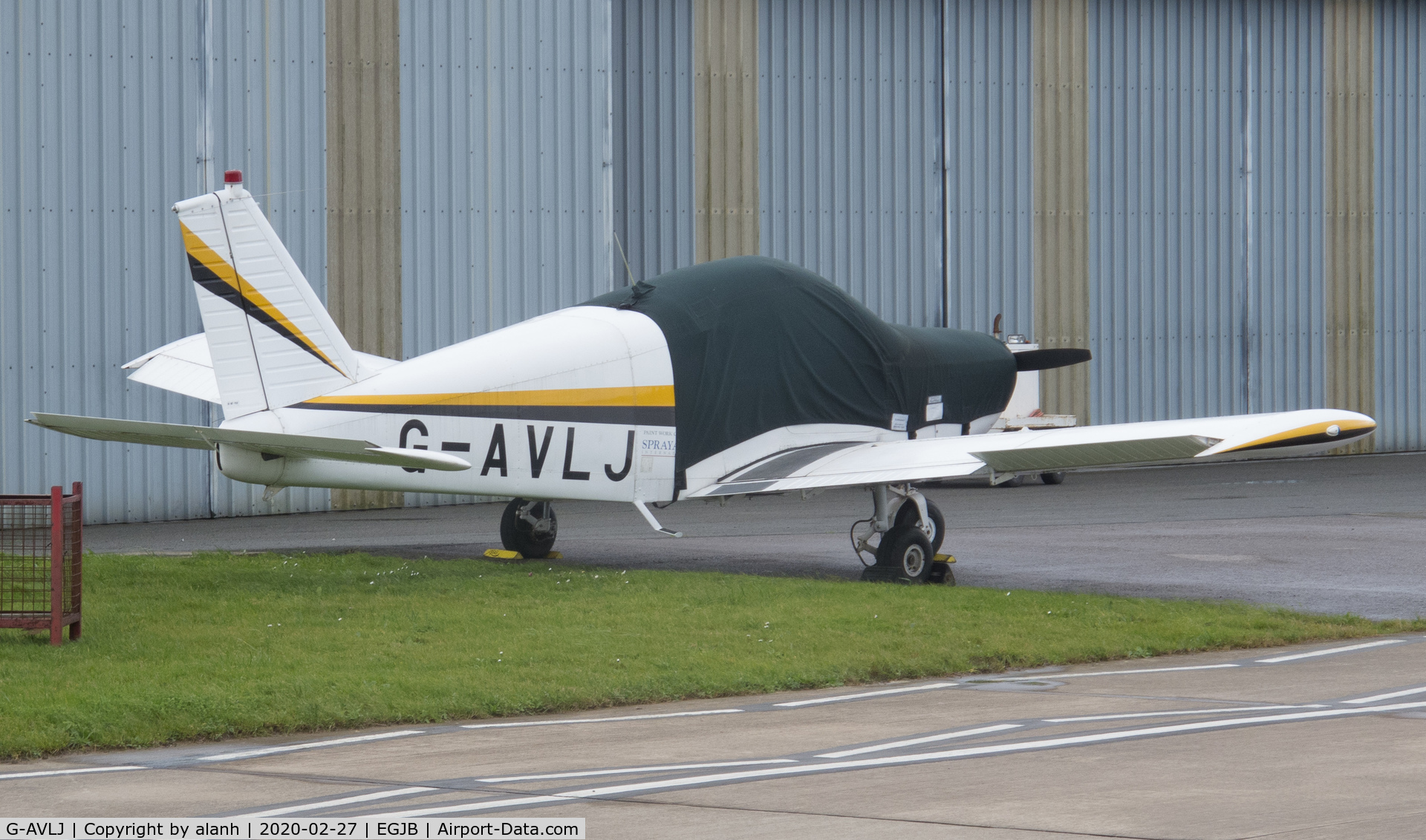 G-AVLJ, 1967 Piper PA-28-140 Cherokee C/N 28-23393, Parked outside the ASG hangar, Guernsey