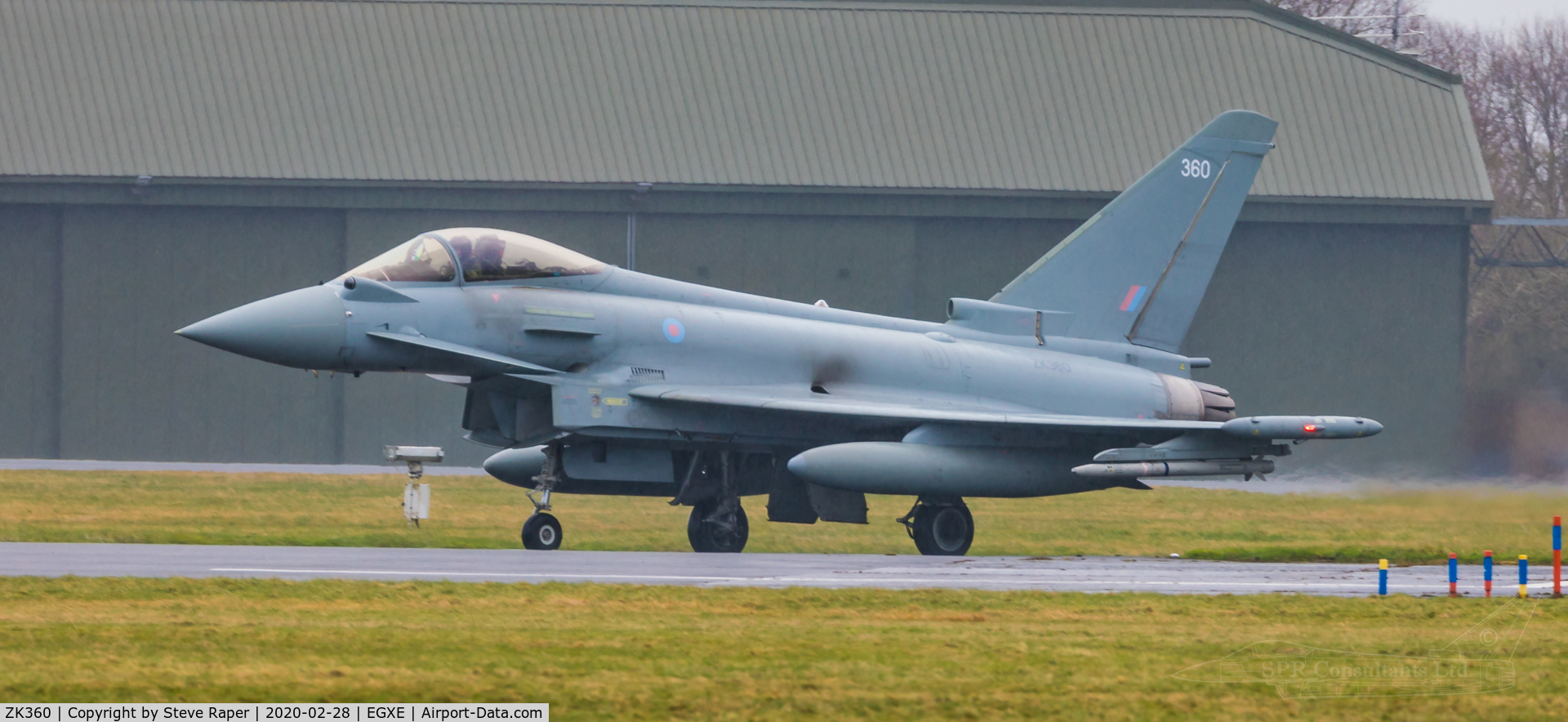 ZK360, 2014 Eurofighter EF-2000 Typhoon FGR.4 C/N BS121/434, A very rainy RAF Leeming. Returning after a NATO exercise sortie.