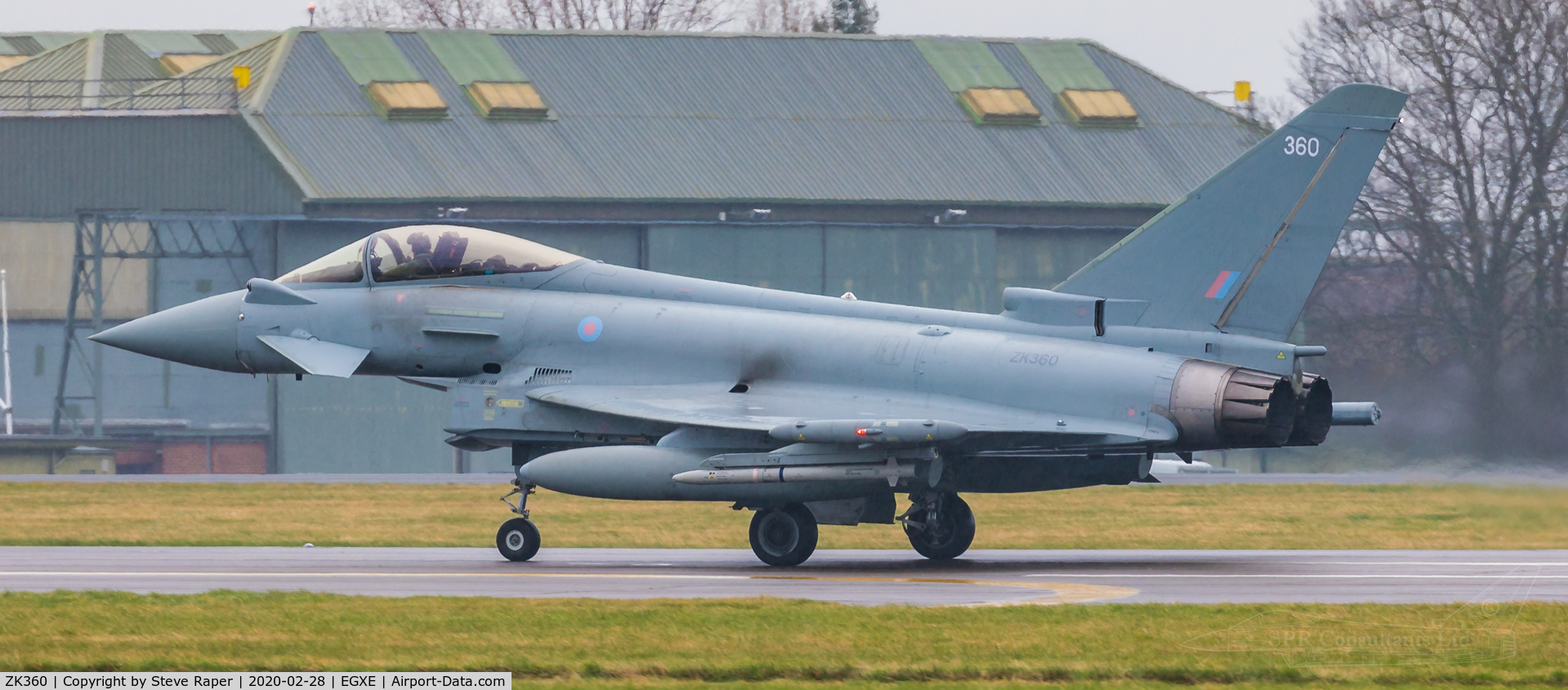 ZK360, 2014 Eurofighter EF-2000 Typhoon FGR.4 C/N BS121/434, A very rainy RAF Leeming. Returning after a NATO exercise sortie.