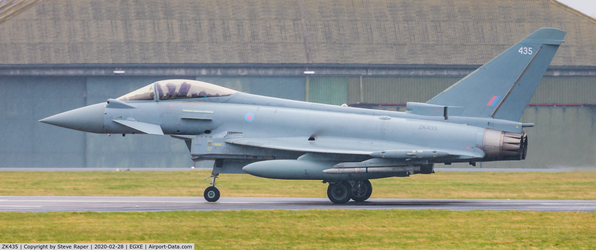 ZK435, 2018 Eurofighter EF-2000 Typhoon FGR4 C/N BS151, A very rainy RAF Leeming. Returning after a NATO exercise sortie.
