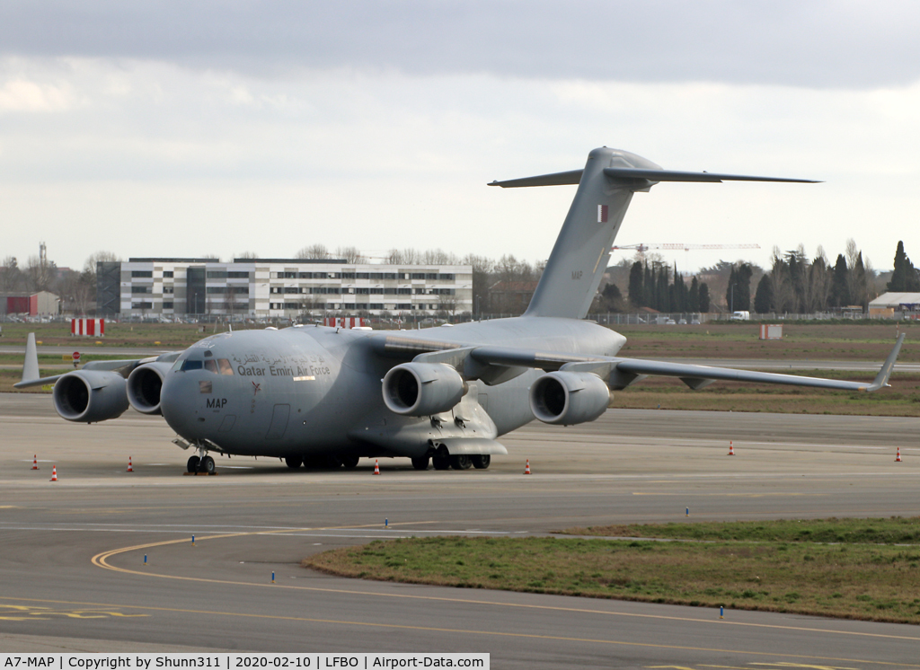 A7-MAP, 2016 Boeing C-17A Globemaster III C/N F-279, Parked at the Cargo apron...